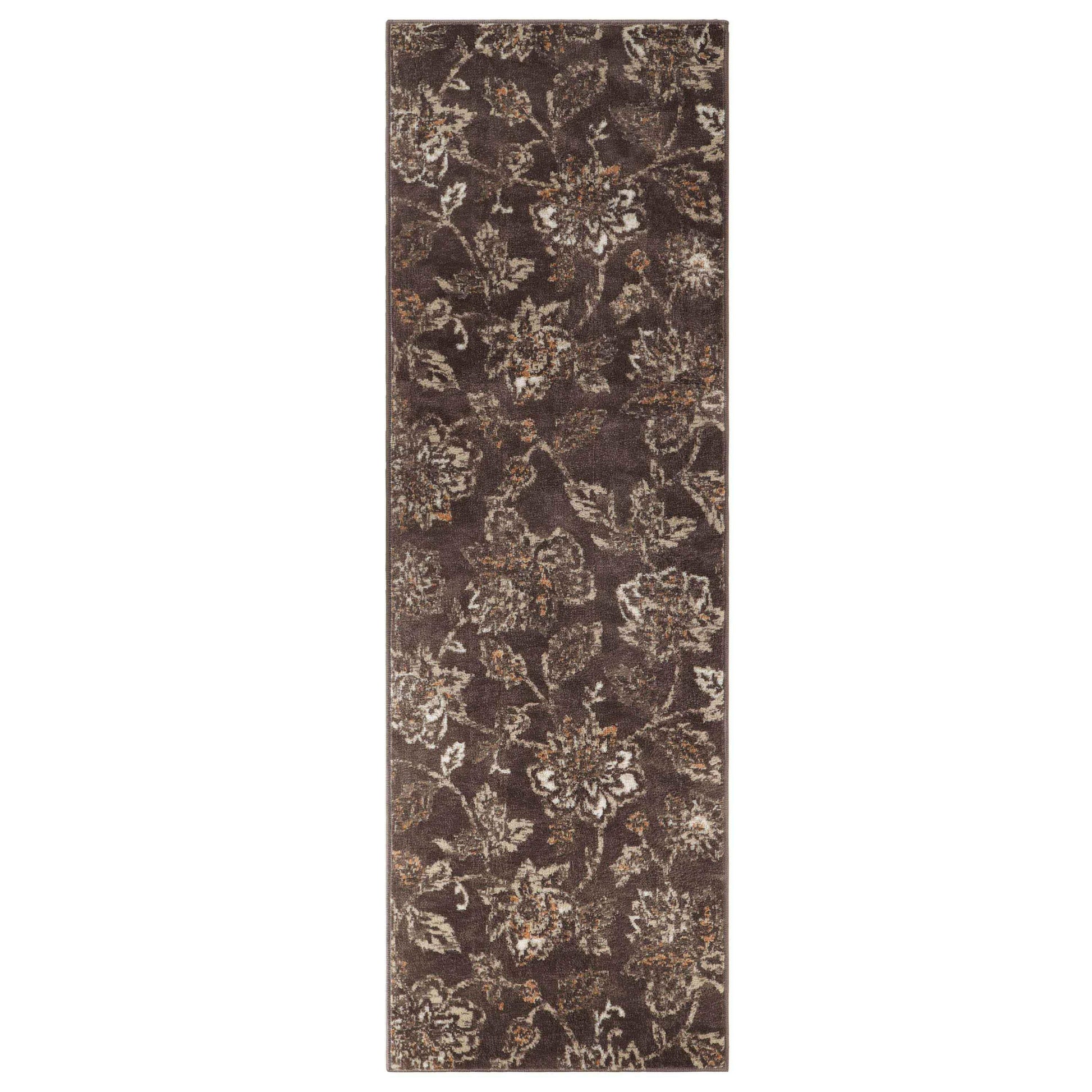 Jacobean Floral Modern Farmhouse Indoor Area Rug or Runner Rug - Taupe