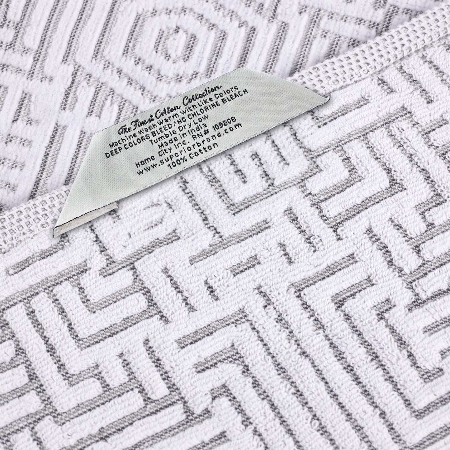 Cotton Modern Geometric Jacquard Plush Bath Sheet Set of 2 - Platinum