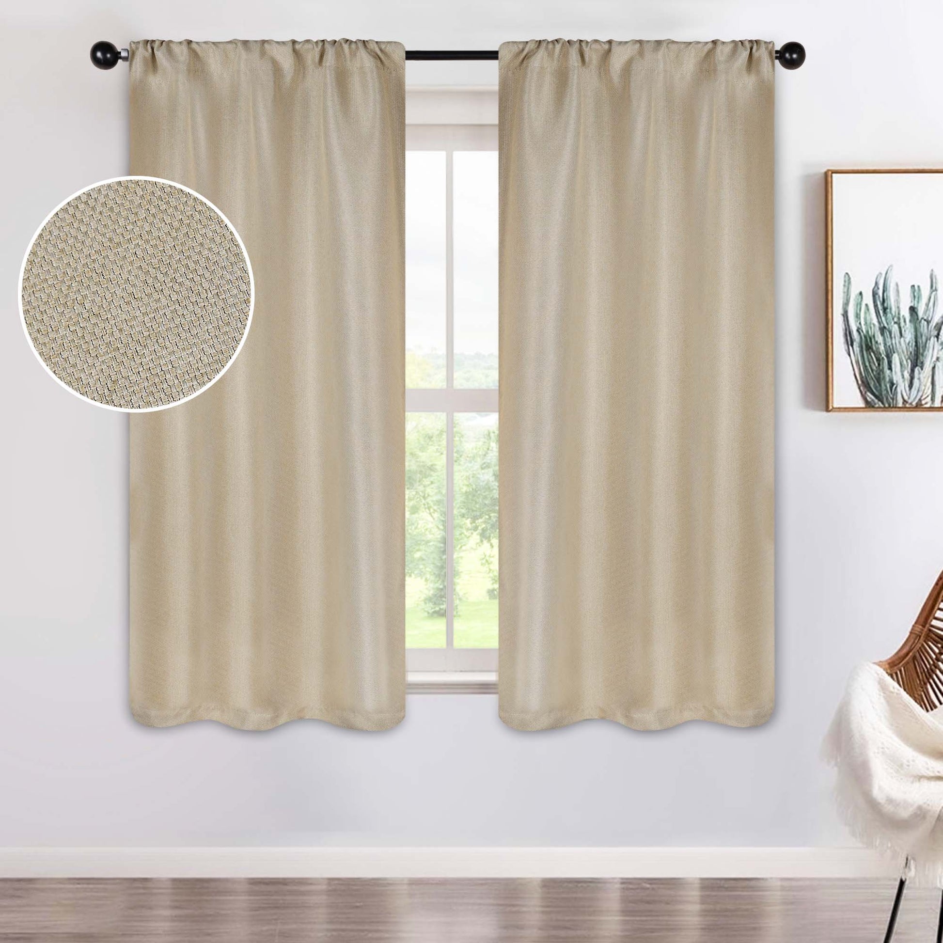 Jaxon Textured Blackout Curtain Set of 2 Panels - Beige