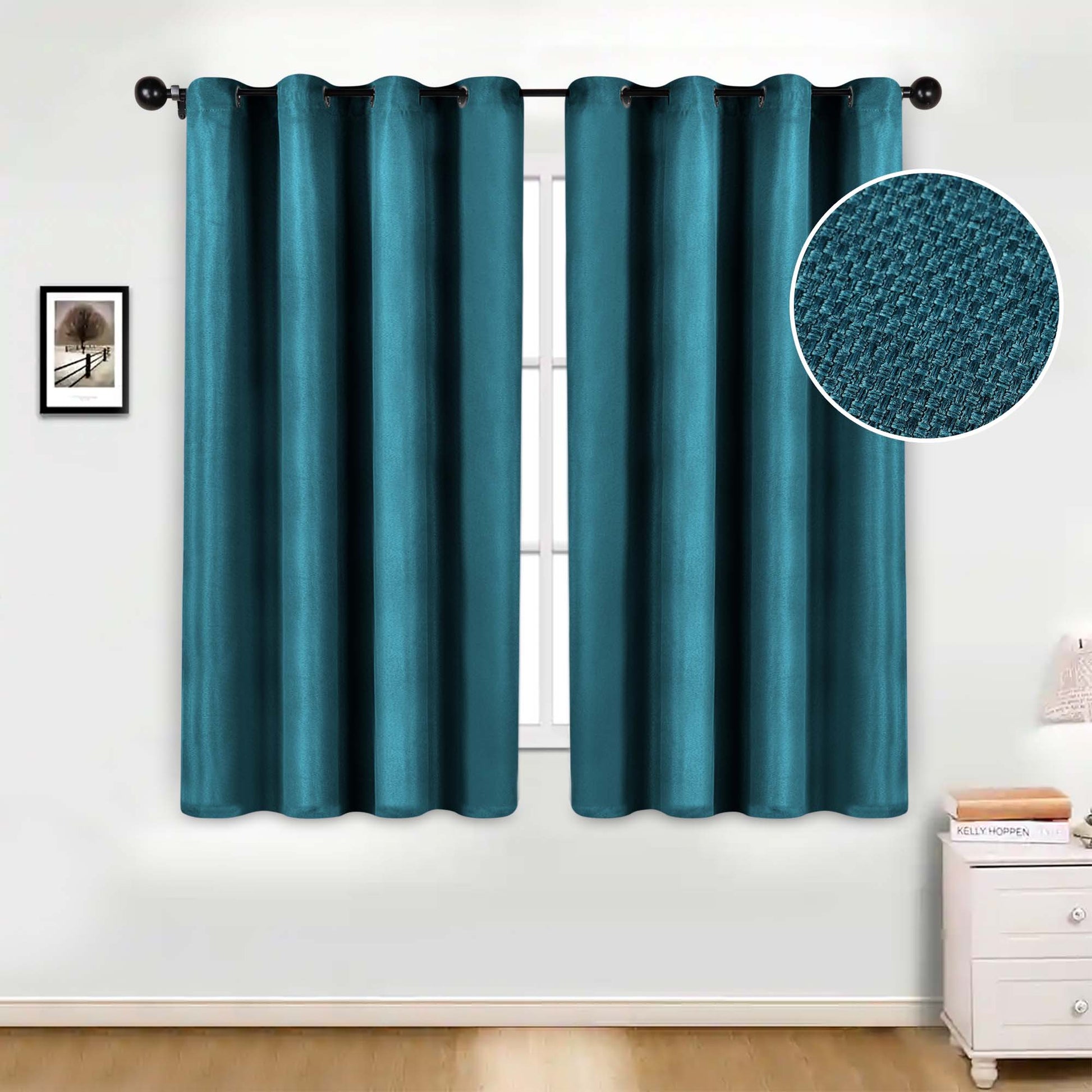 Jaxon Textured Blackout Curtain Set of 2 Panels - Deep Sea