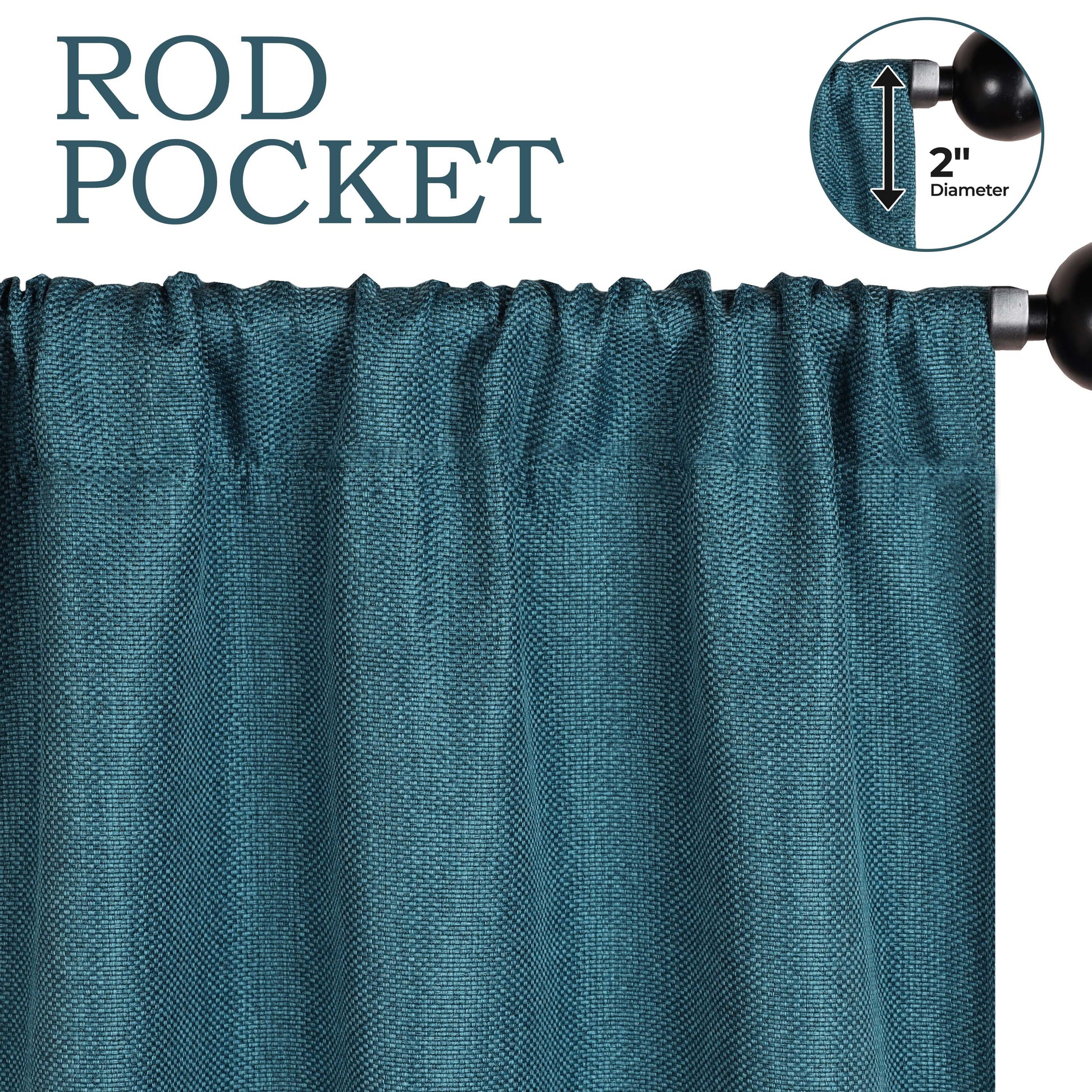 Jaxon Textured Blackout Curtain Set of 2 Panels - Deep Sea