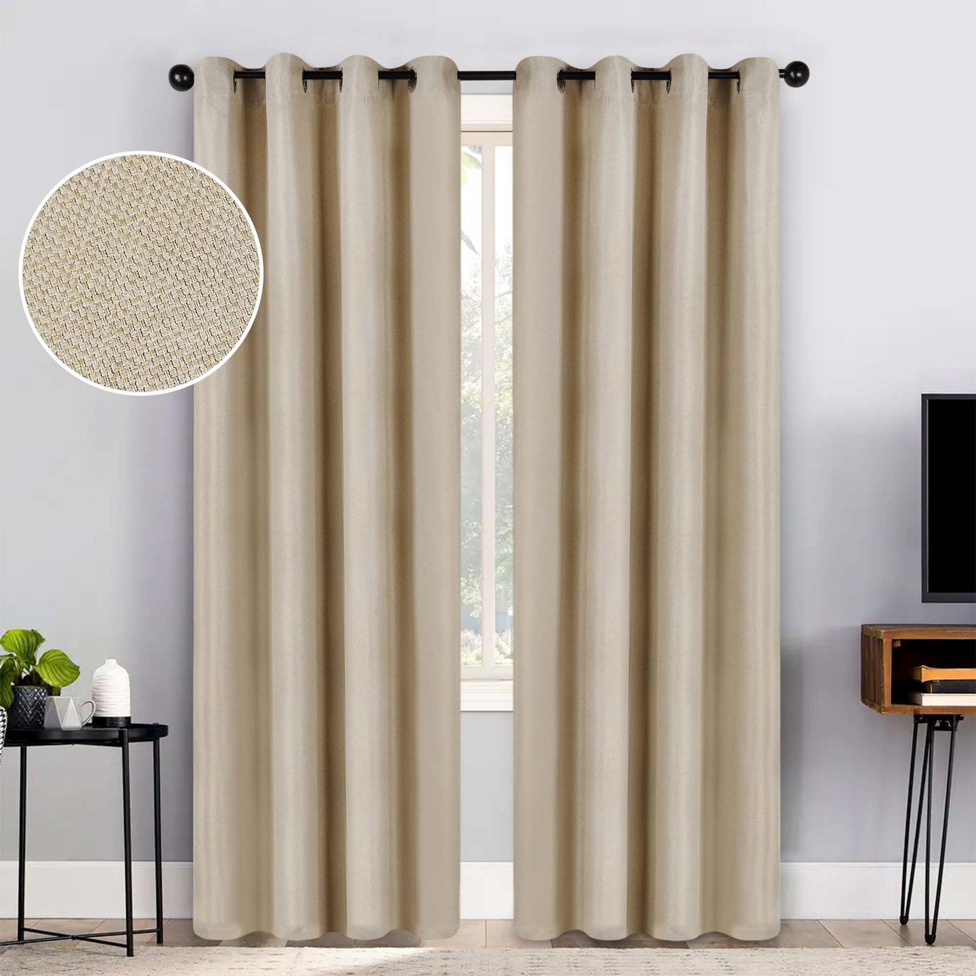 Jaxon Textured Blackout Curtain Set of 2 Panels - Ivory