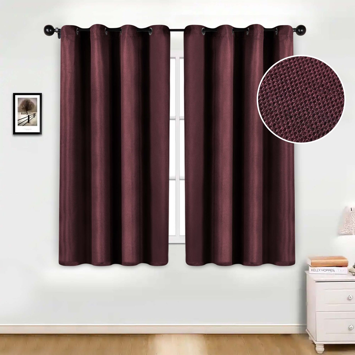 Jaxon Textured Blackout Curtain Set of 2 Panels - Mulberry