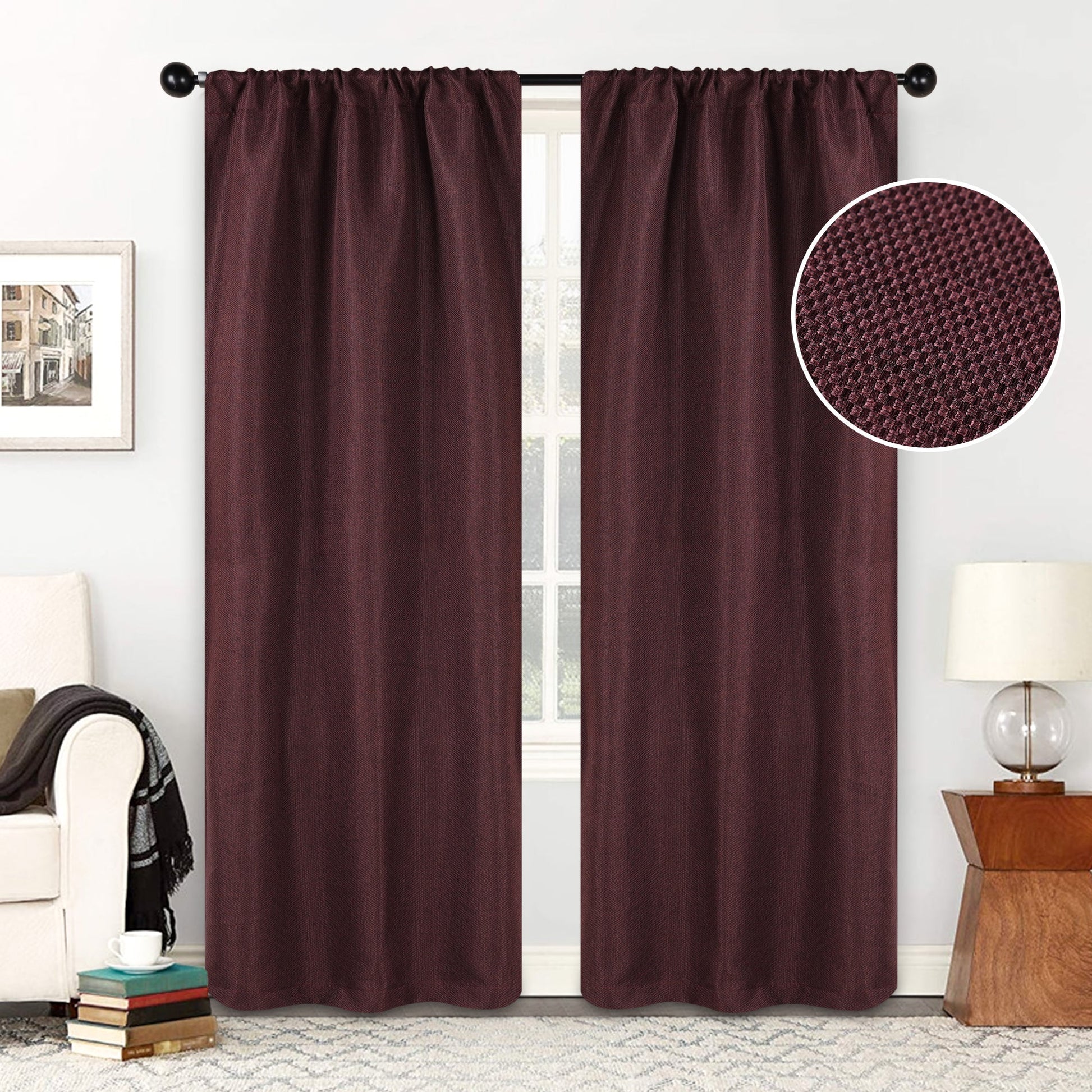 Jaxon Textured Blackout Curtain Set of 2 Panels - Mulberry