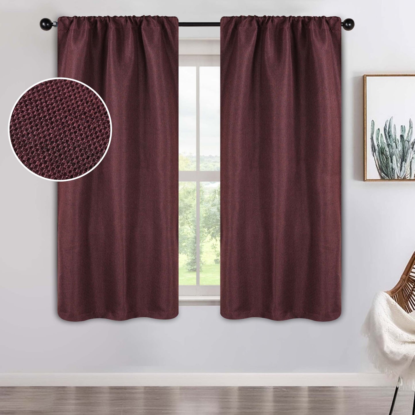 Jaxon Textured Blackout Curtain Set of 2 Panels - Mulberry