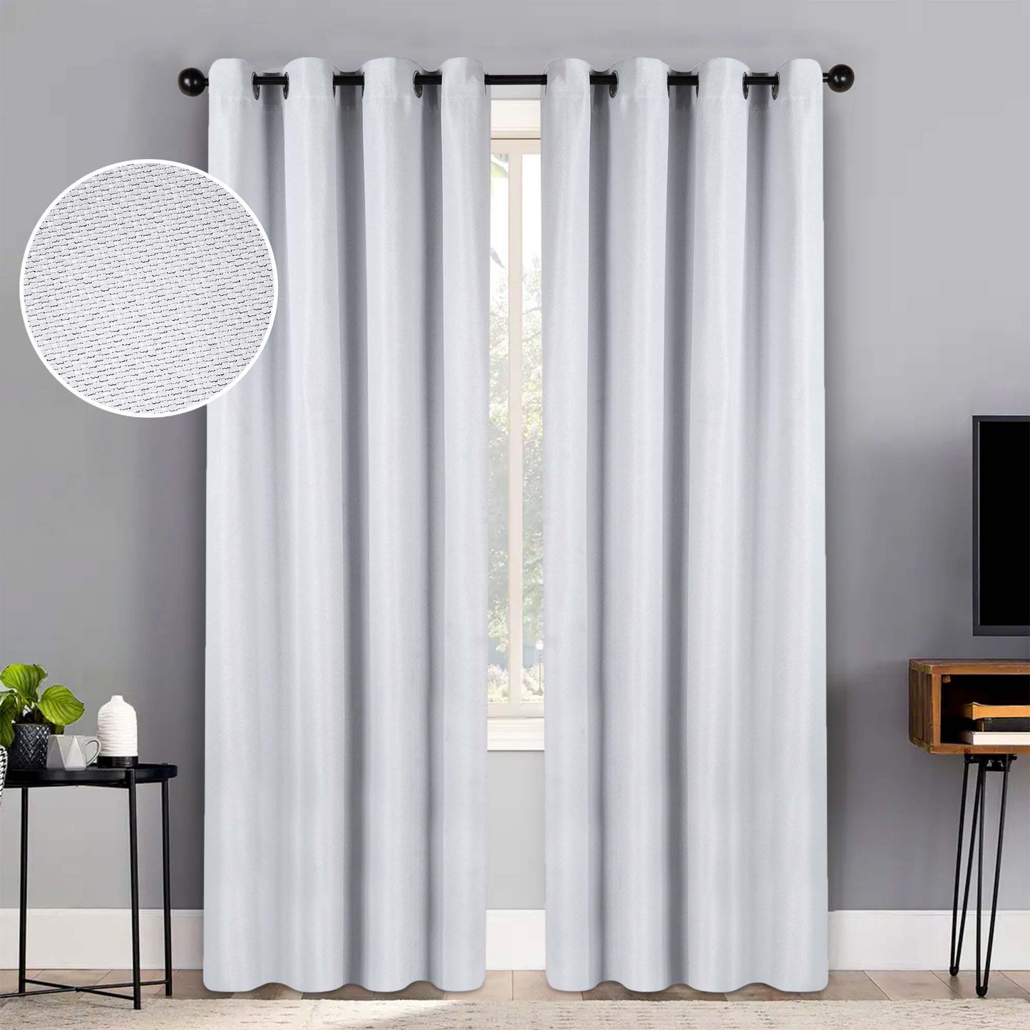 Jaxon Textured Blackout Curtain Set of 2 Panels - Platinum