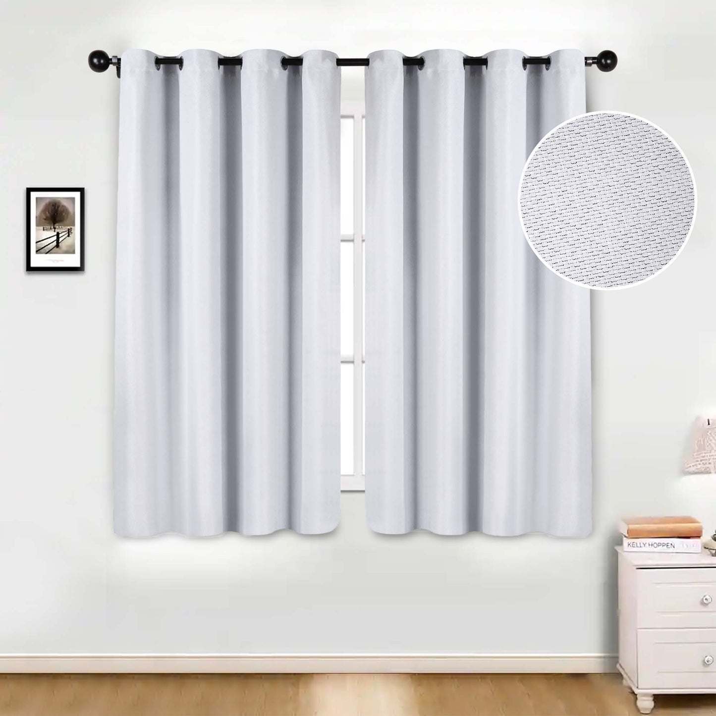 Jaxon Textured Blackout Curtain Set of 2 Panels - Platinum