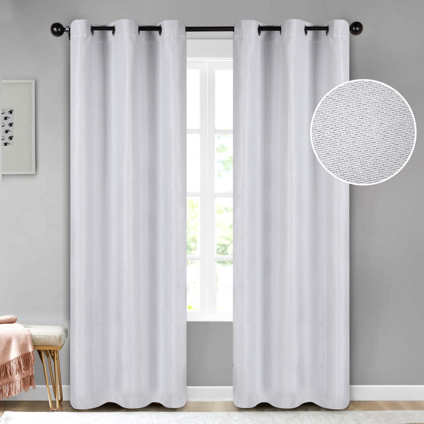 Jaxon Textured Blackout Curtain Set of 2 Panels - Platinum