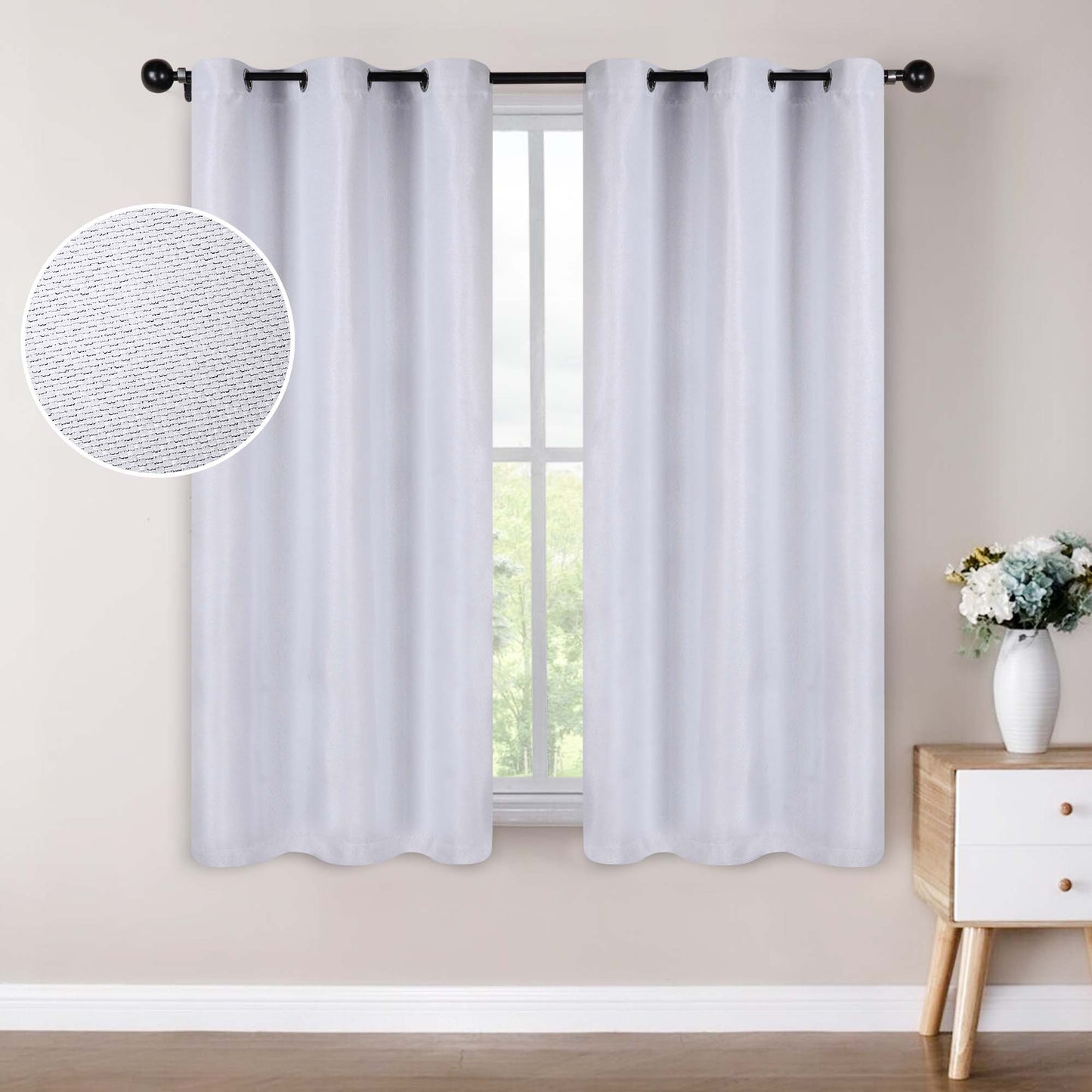 Jaxon Textured Blackout Curtain Set of 2 Panels - Platinum