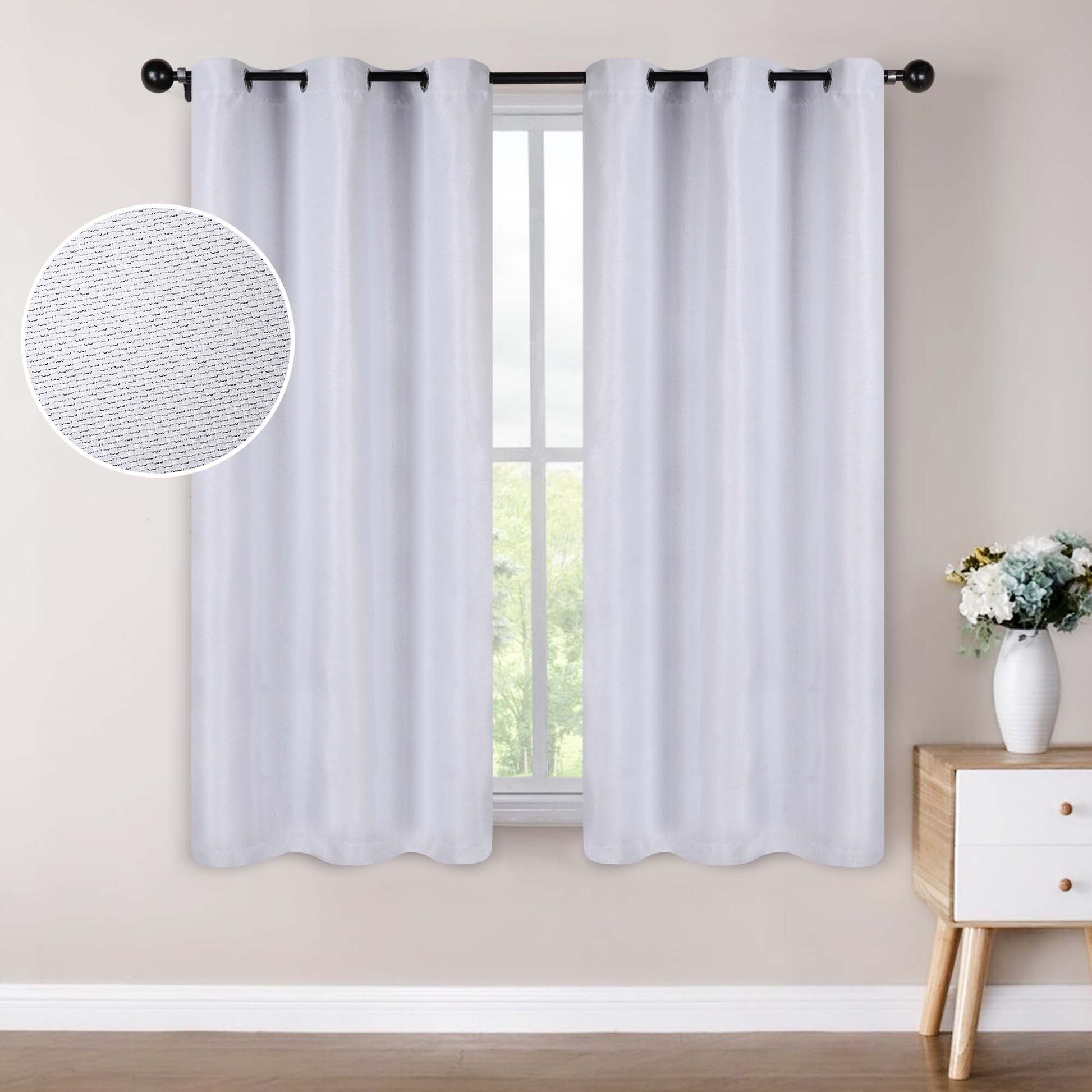 Jaxon Textured Blackout Curtain Set of 2 Panels - Platinum