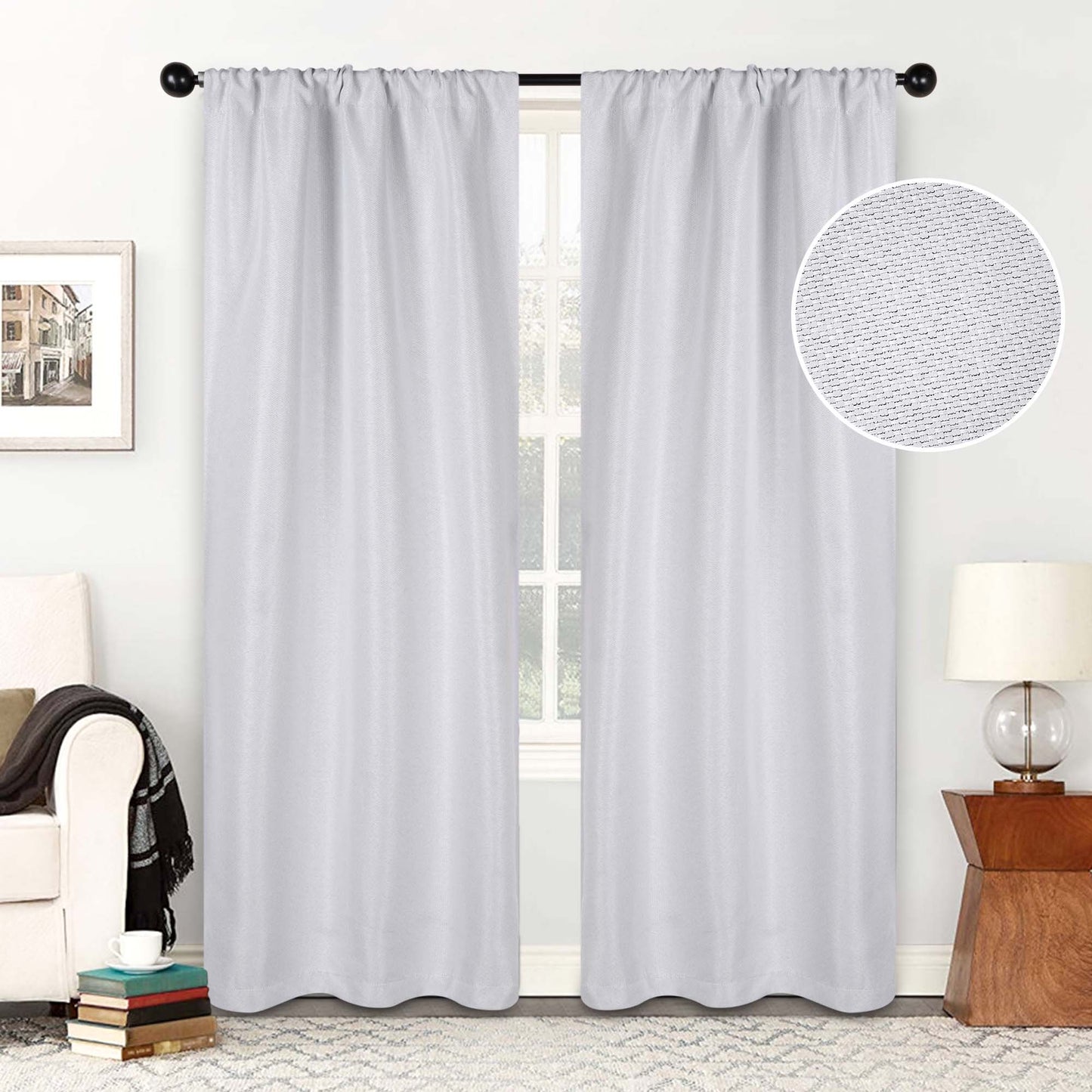 Jaxon Textured Blackout Curtain Set of 2 Panels - Platinum