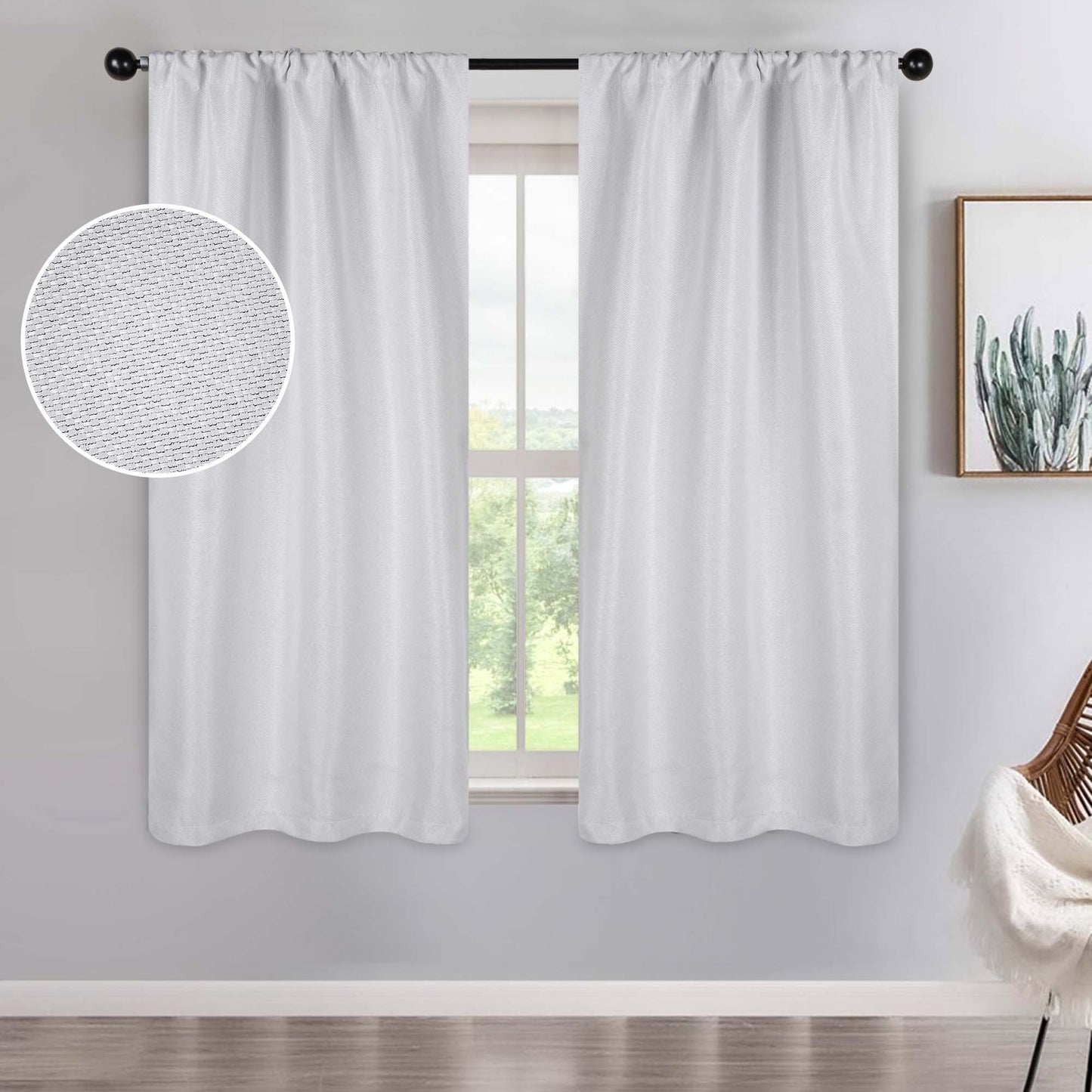 Jaxon Textured Blackout Curtain Set of 2 Panels - Platinum