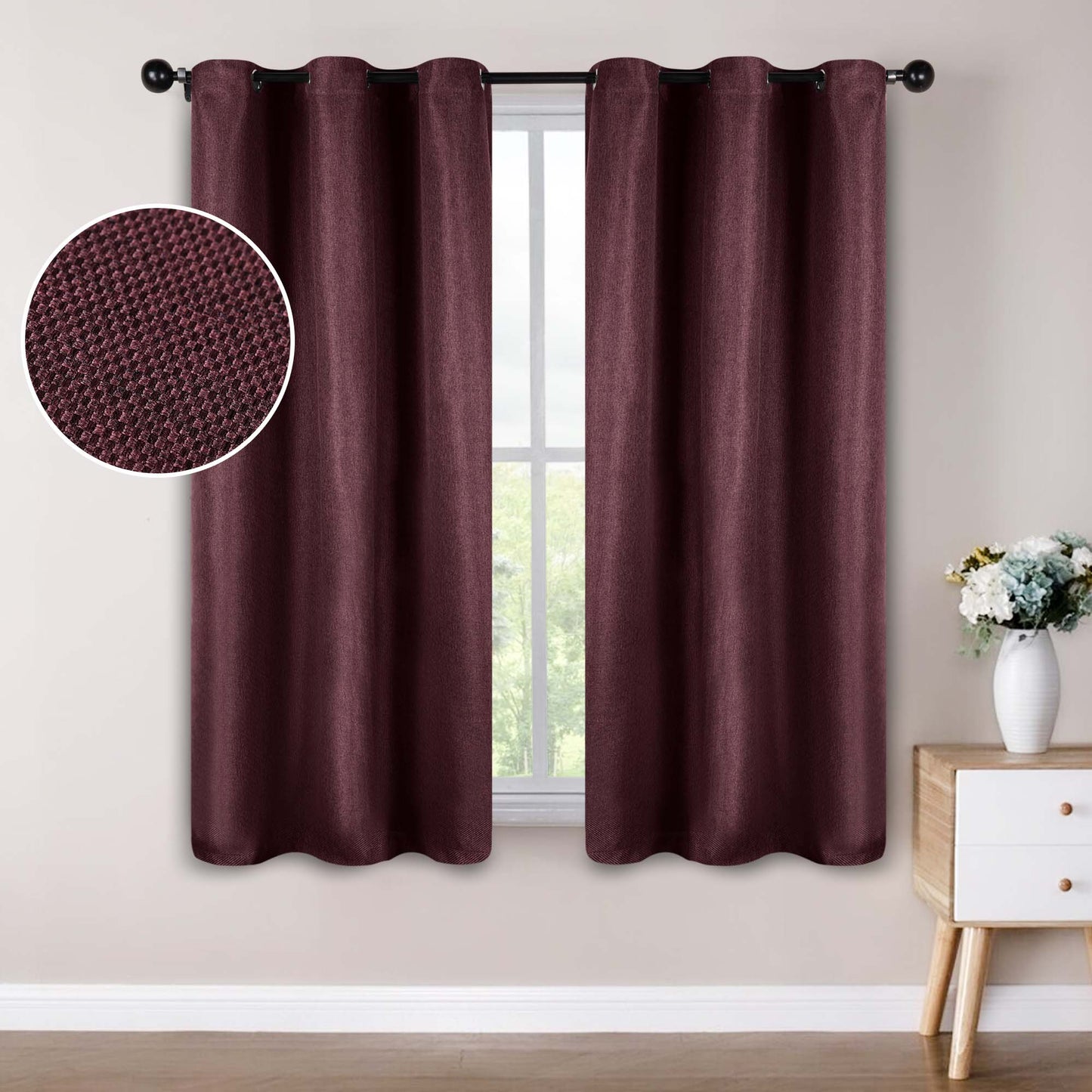 Jaxon Textured Blackout Curtain Set of 2 Panels - Mulberry