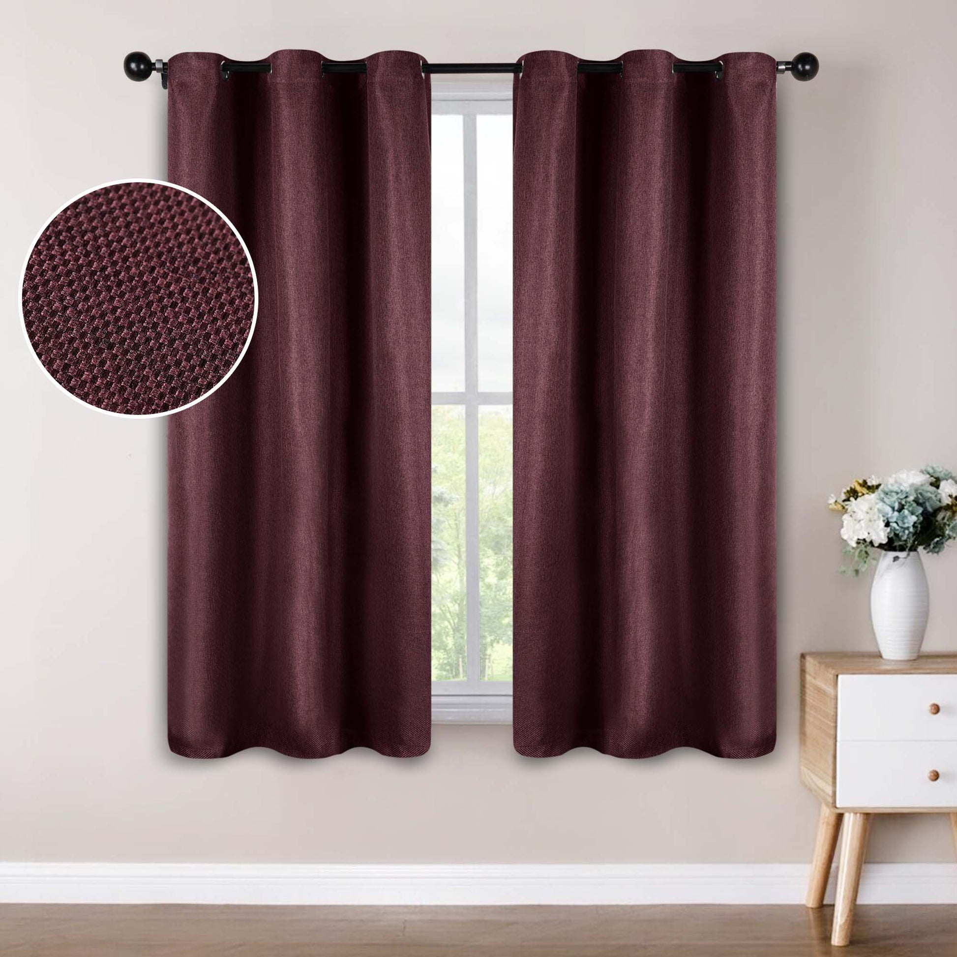 Jaxon Textured Blackout Curtain Set of 2 Panels - Mulberry