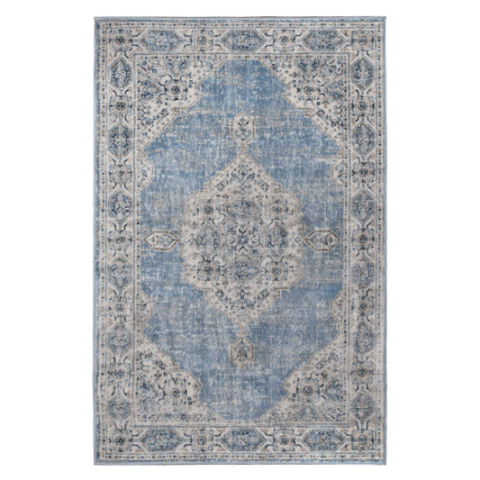 Kailani Geometric Medallion Indoor Area Rug Or Runner Rug - BlueCream