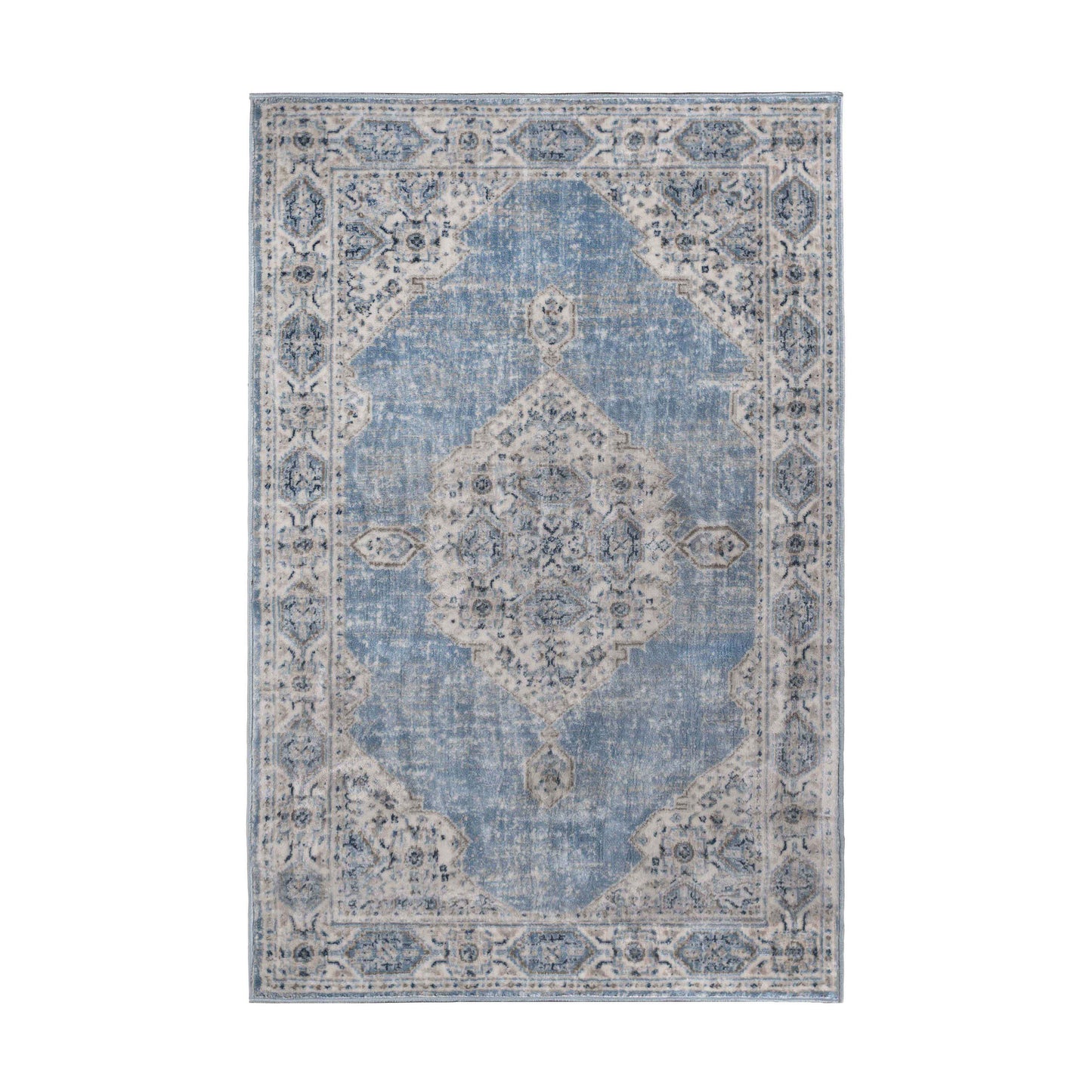 Kailani Geometric Medallion Indoor Area Rug Or Runner Rug - BlueCream
