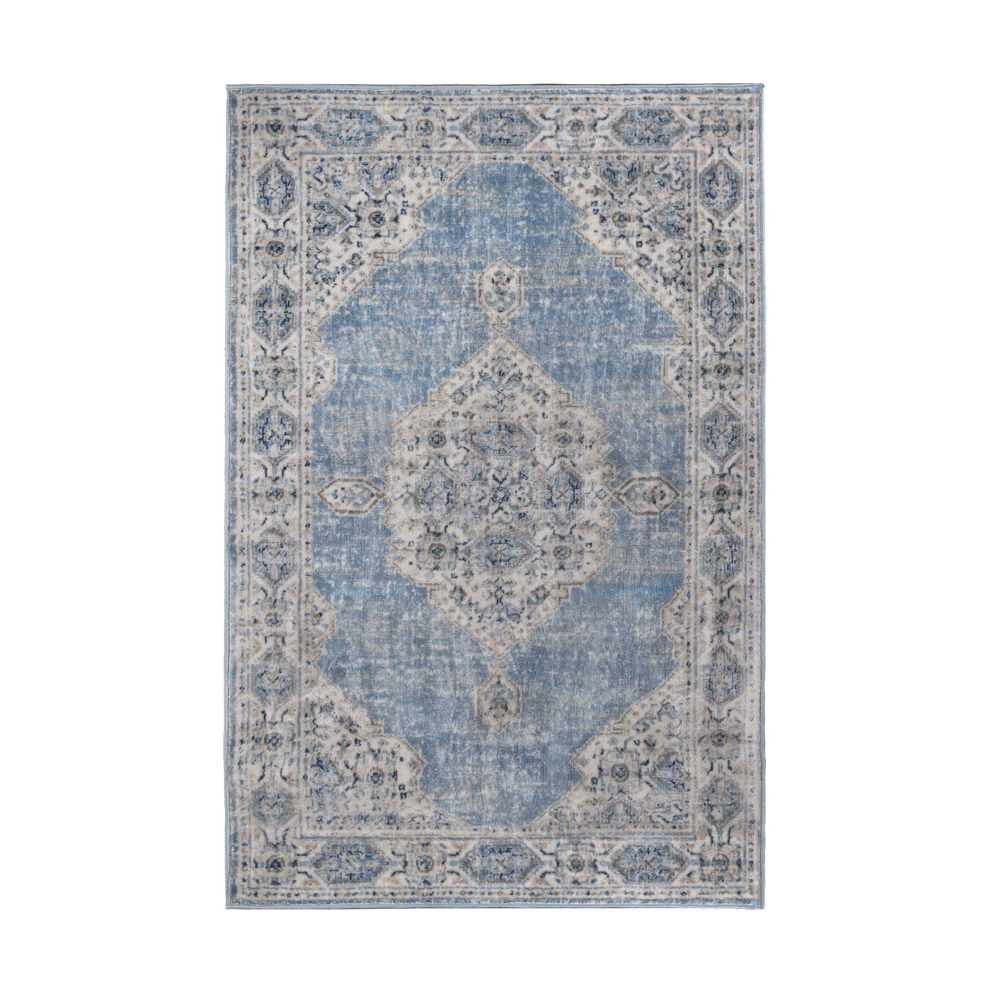 Kailani Geometric Medallion Indoor Area Rug Or Runner Rug - BlueCream