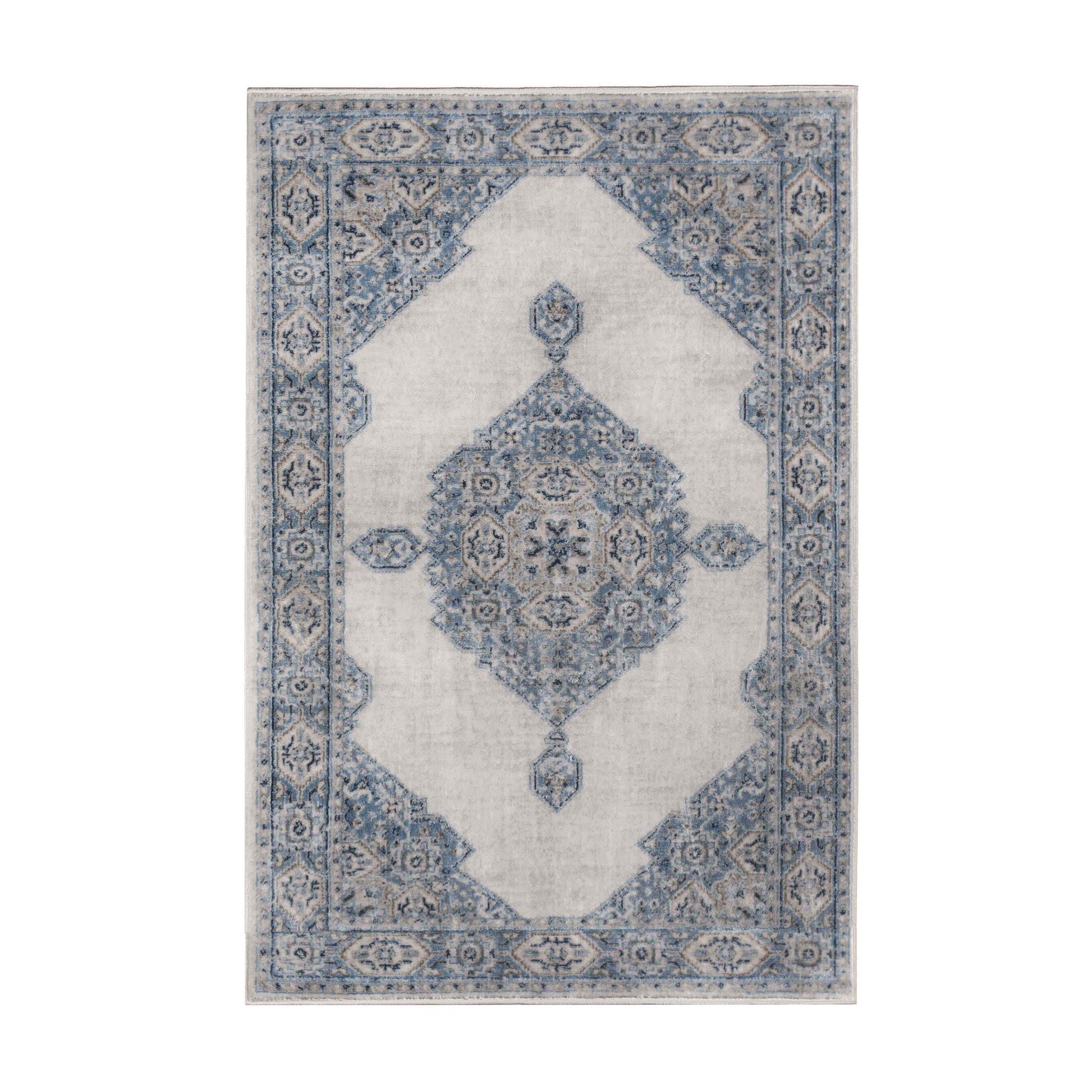 Kailani Geometric Medallion Indoor Area Rug Or Runner Rug - CreamBlue