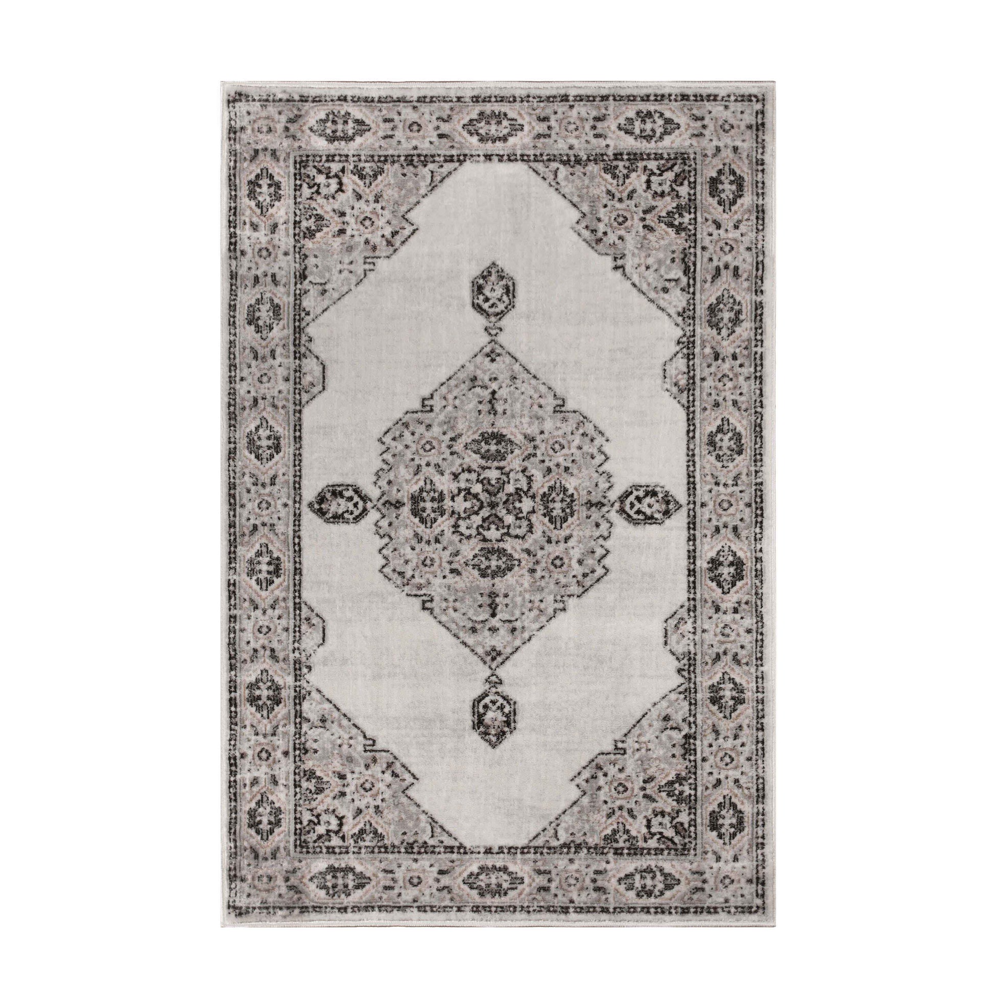 Kailani Geometric Medallion Indoor Area Rug Or Runner Rug - CreamGray