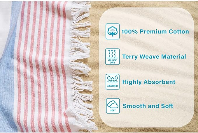 Coastal Resort Stripe Fouta 2 Piece Beach Towel with Tassels