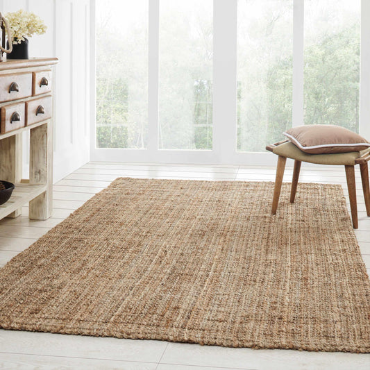 Superior Kula Farmhouse Natural Braided Jute Reversible Indoor Area Rug - Natural