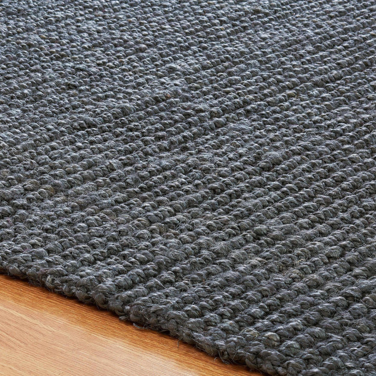 Superior Kula Farmhouse Natural Braided Jute Reversible Indoor Area Rug - Charcoal