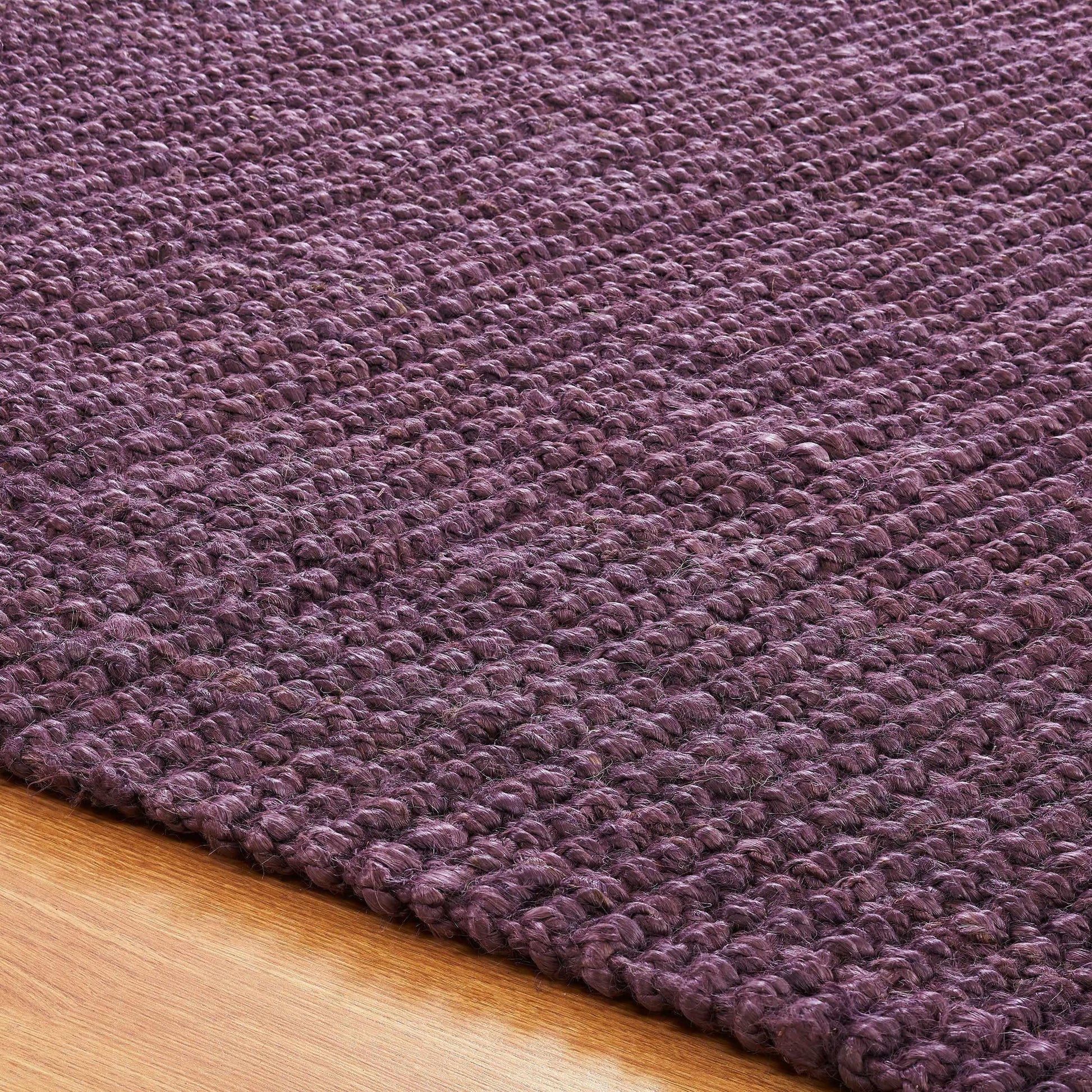 Superior Kula Farmhouse Natural Braided Jute Reversible Indoor Area Rug - Purple