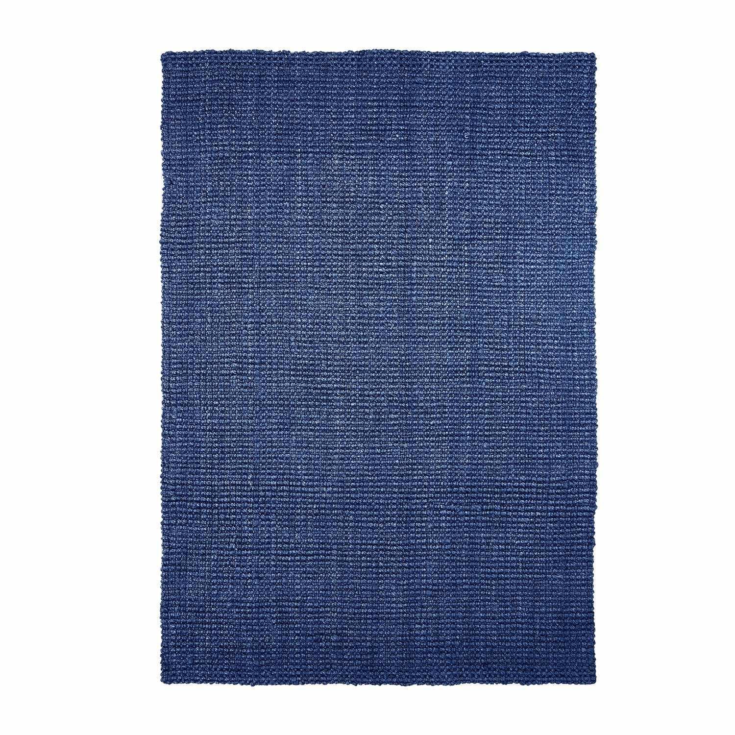 Superior Kula Farmhouse Natural Braided Jute Reversible Indoor Area Rug  - Navy Blue