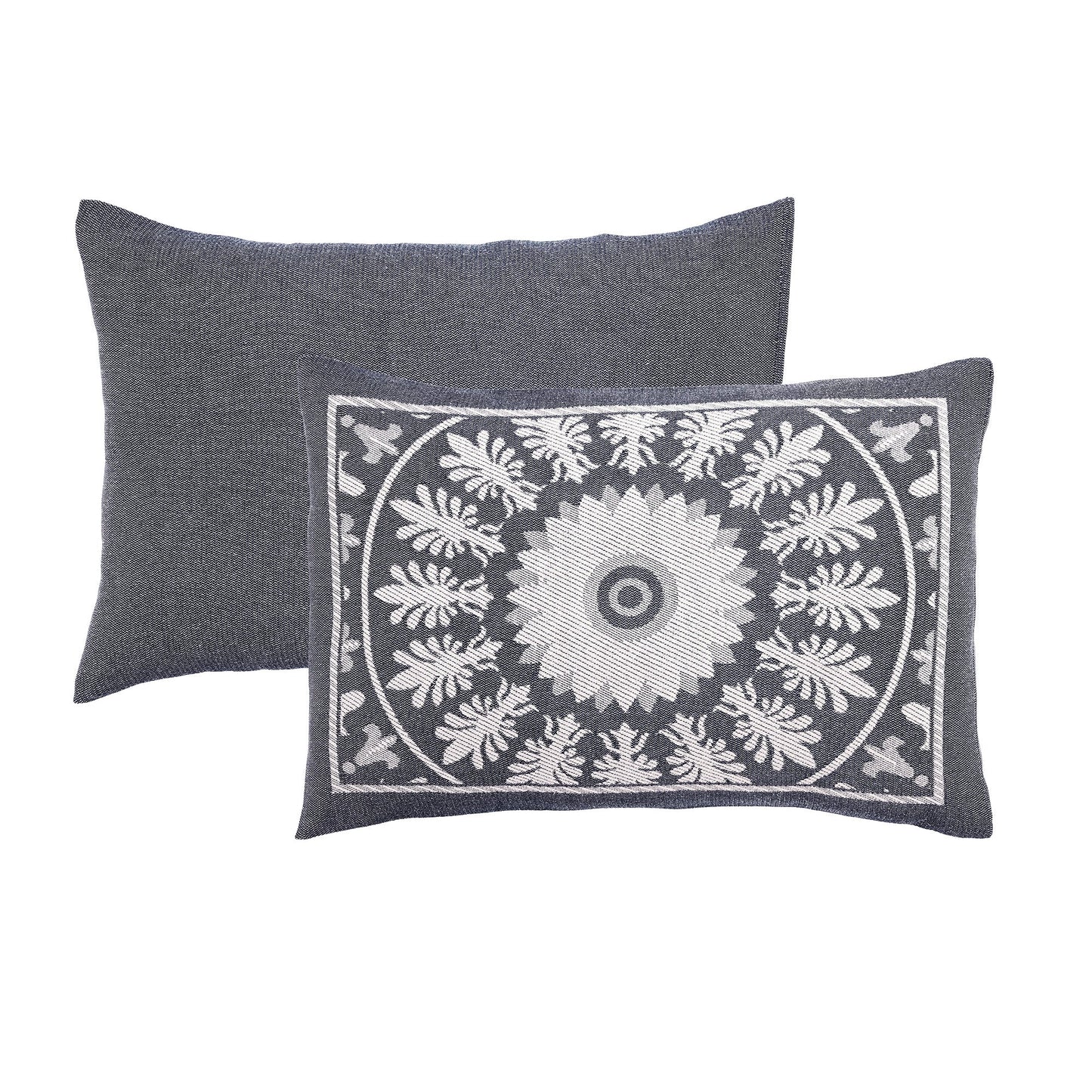 Superior Kymbal Cotton Blend Woven Traditional Medallion Lightweight Jacquard Bedspread and Sham Set - Denim Blue