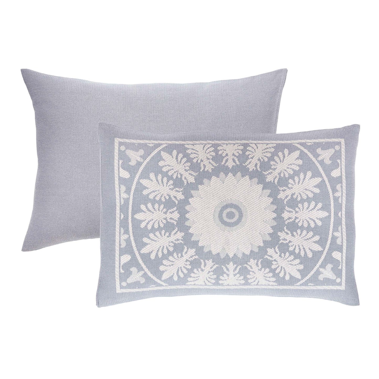 Superior Kymbal Cotton Blend Woven Traditional Medallion Lightweight Jacquard Bedspread and Sham Set - Slate Blue