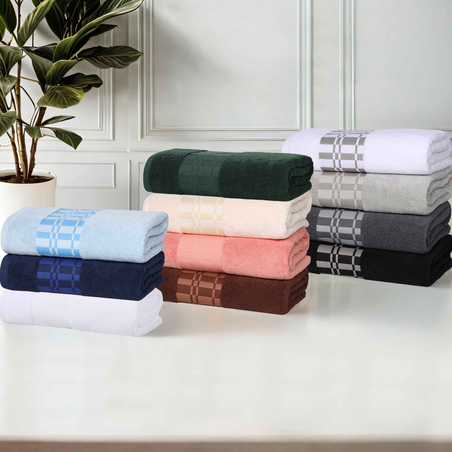 Larissa Cotton Geometric Border 6 Piece Assorted Towel Set