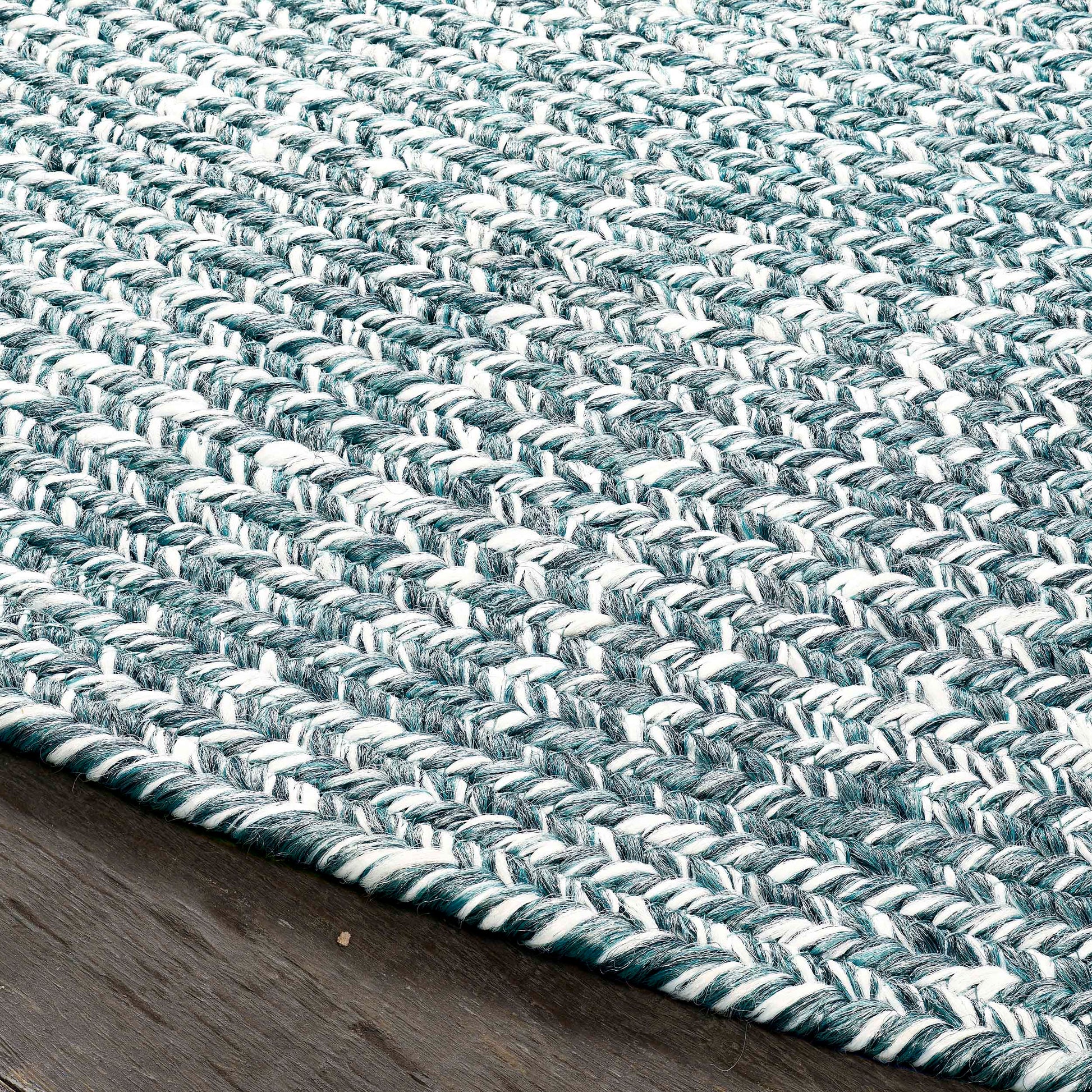 Reversible Braided Eco-Friendly Area Rug Indoor Outdoor Rugs - LagoonBreeze/White