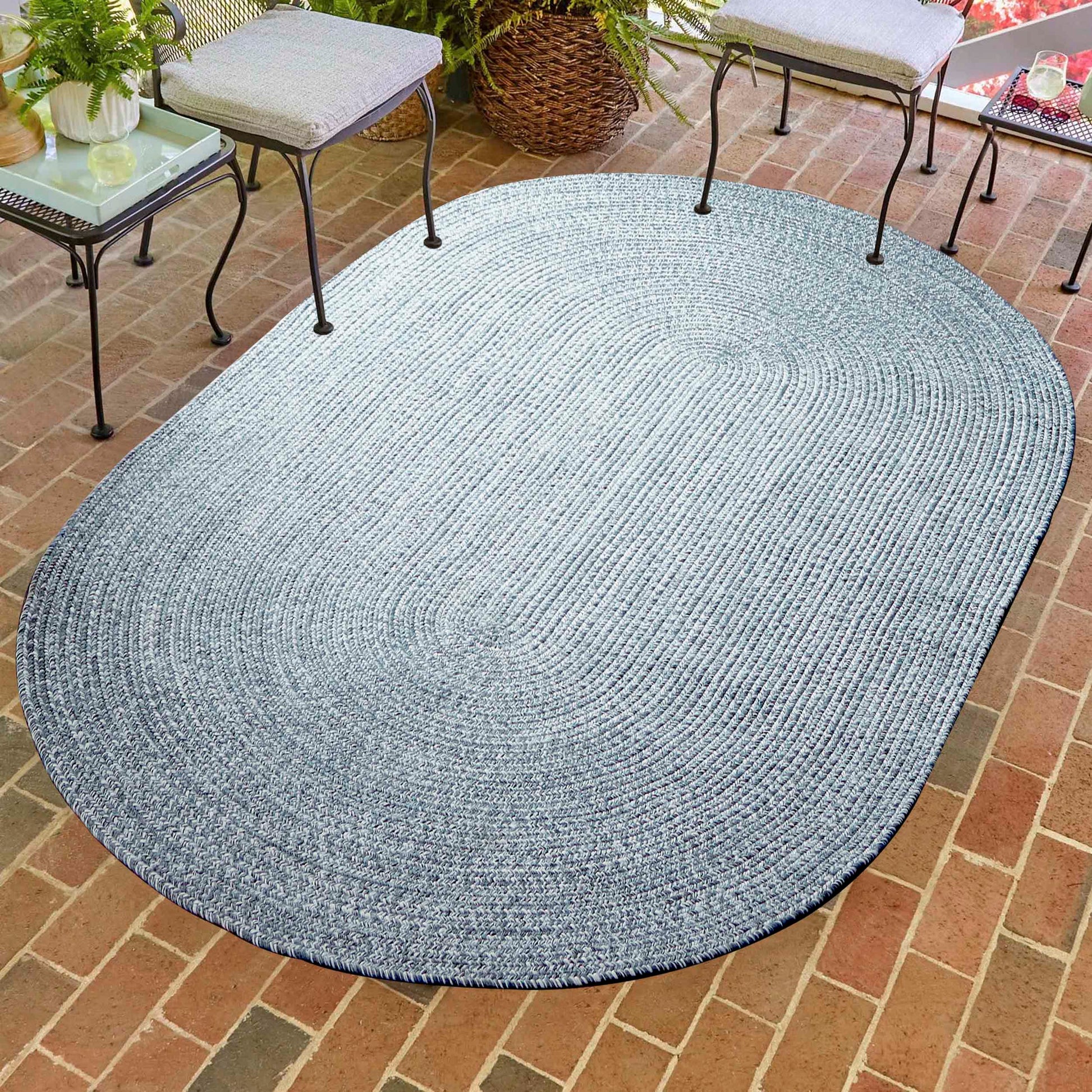 Reversible Braided Eco-Friendly Area Rug Indoor Outdoor Rugs - LagoonBreeze/White