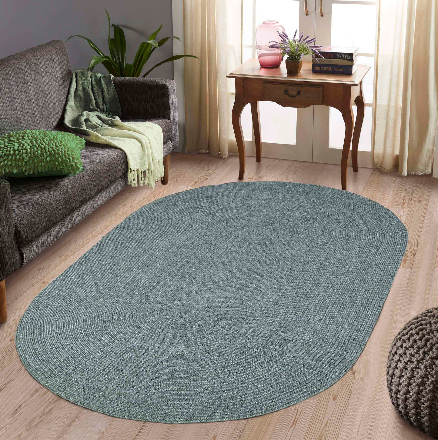 Classic Braided Weave Oval Area Rug Indoor Outdoor Rugs - LagoonBreeze