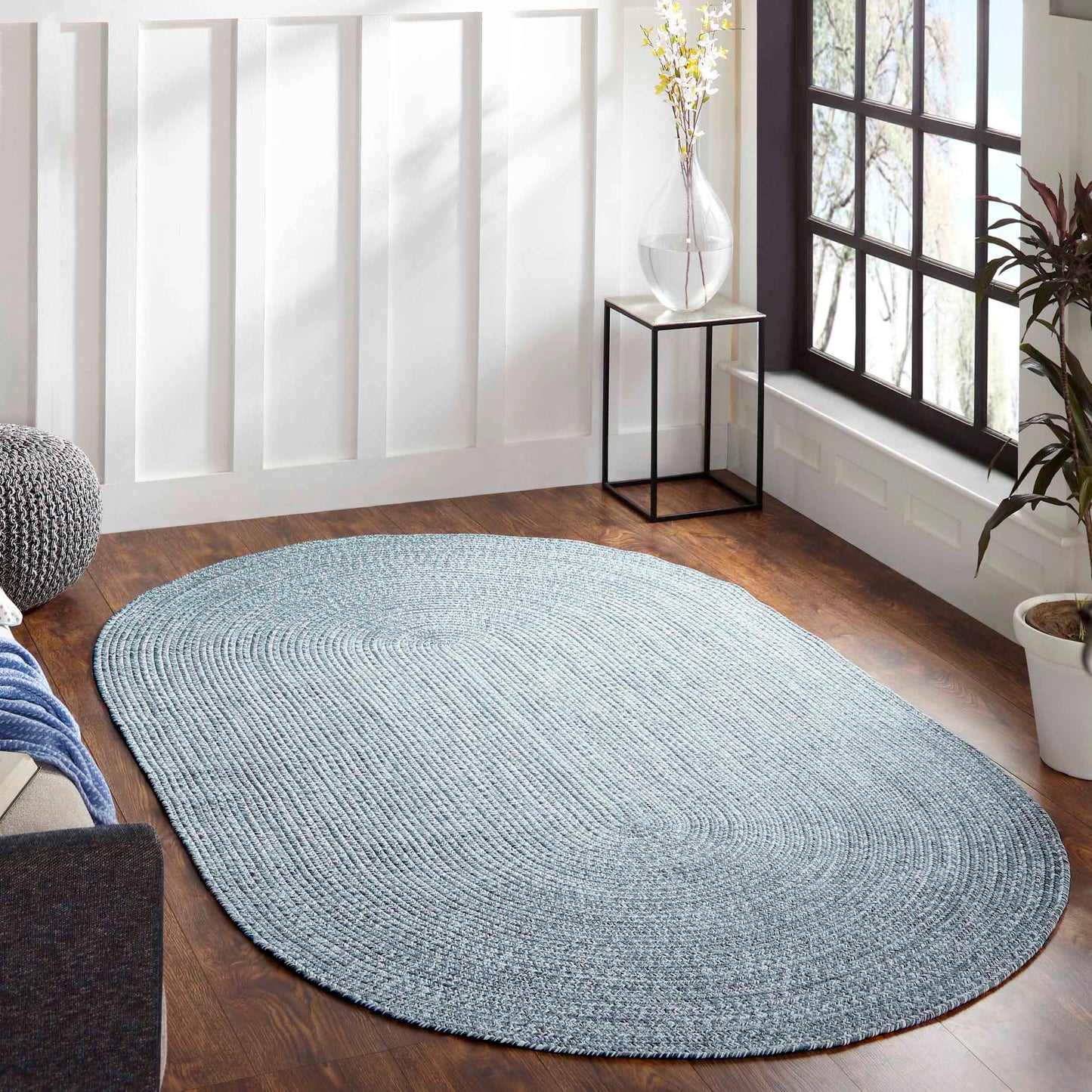 Reversible Braided Eco-Friendly Area Rug Indoor Outdoor Rugs - LagoonBreeze/White
