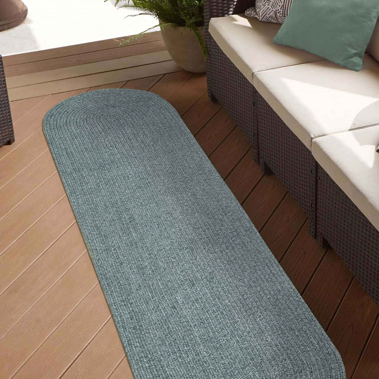 Classic Braided Weave Oval Area Rug Indoor Outdoor Rugs - LagoonBreeze