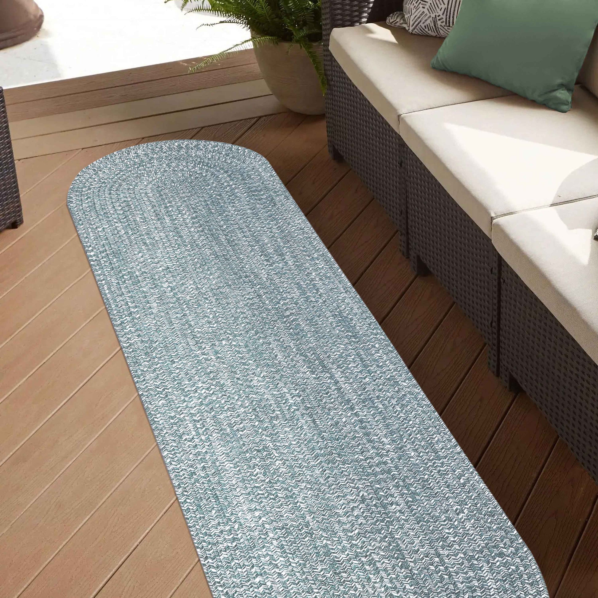 Reversible Braided Eco-Friendly Area Rug Indoor Outdoor Rugs - LagoonBreeze/White