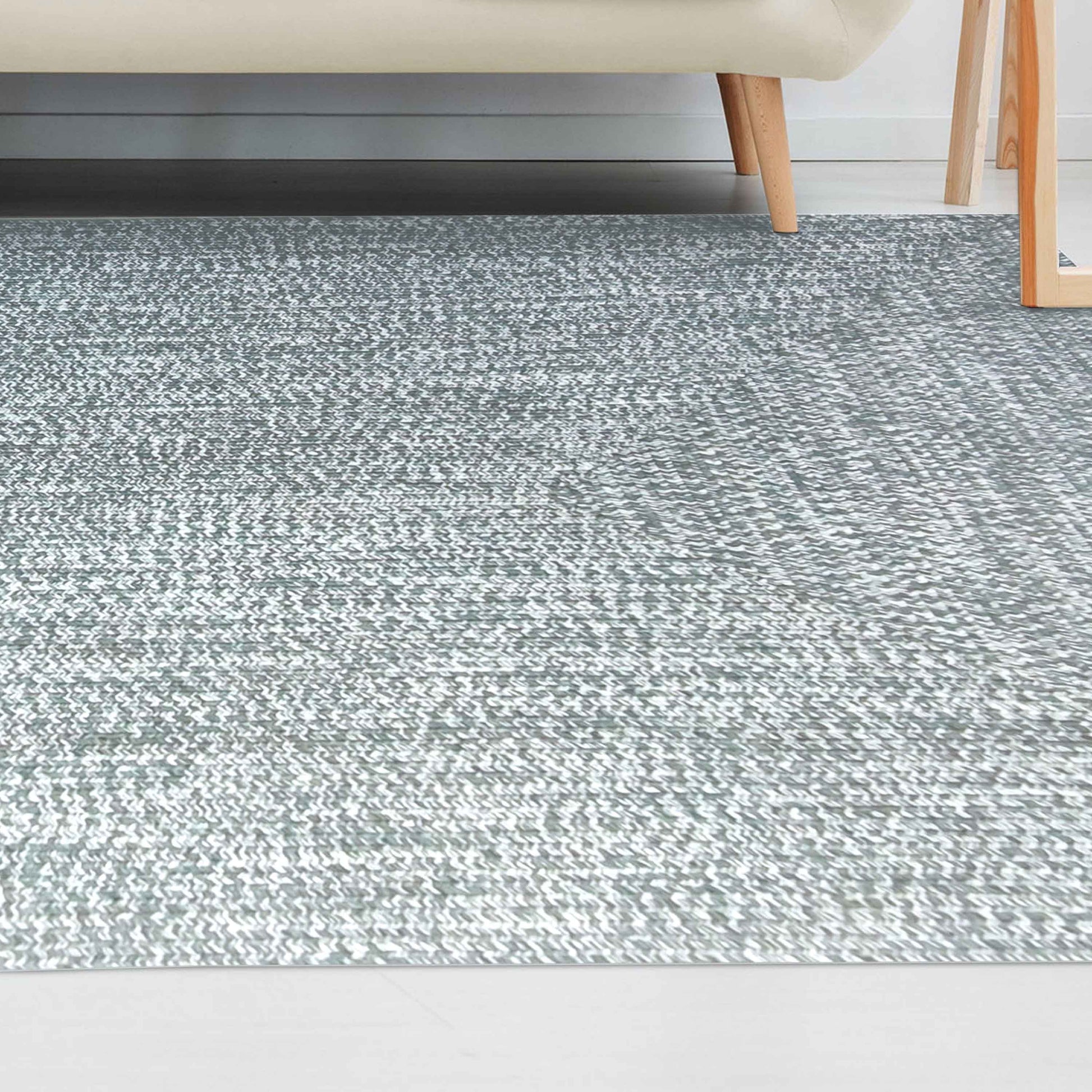 Multi Toned Braided Area Rug Bohemian Indoor Outdoor Rugs - LagoonBreeze-White