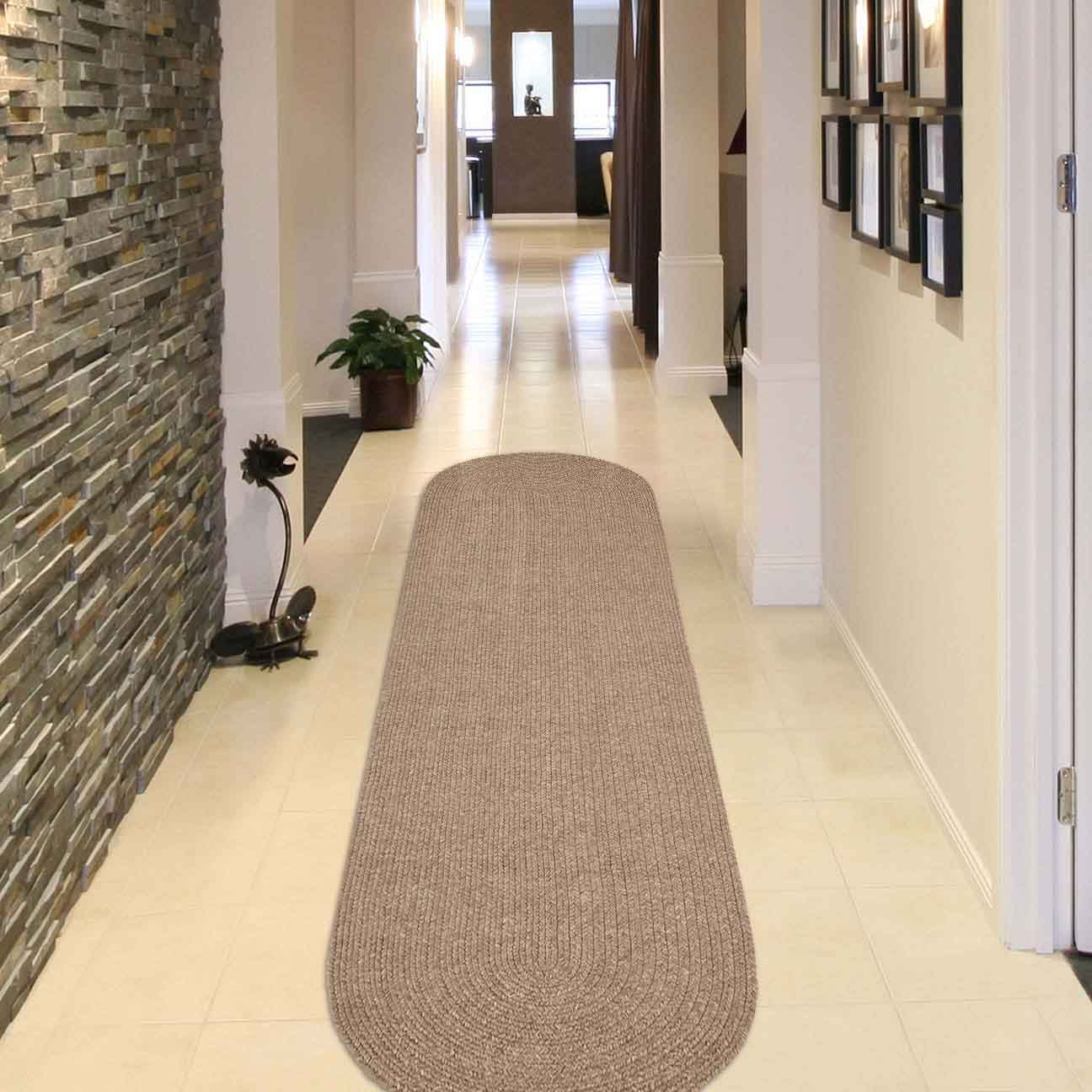 Classic Braided Weave Oval Area Rug Indoor Outdoor Rugs - Latte