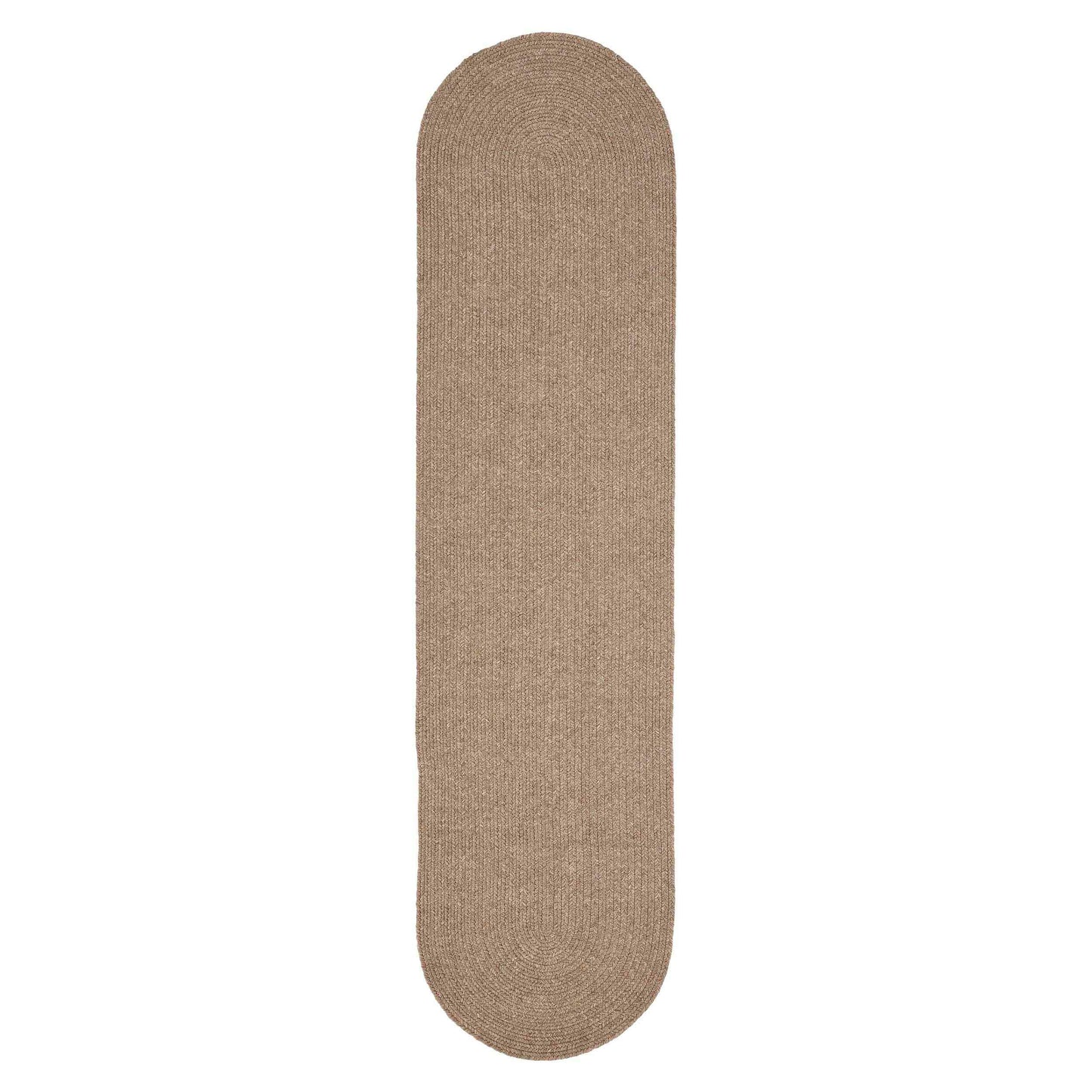 Classic Braided Weave Oval Area Rug Indoor Outdoor Rugs - Latte