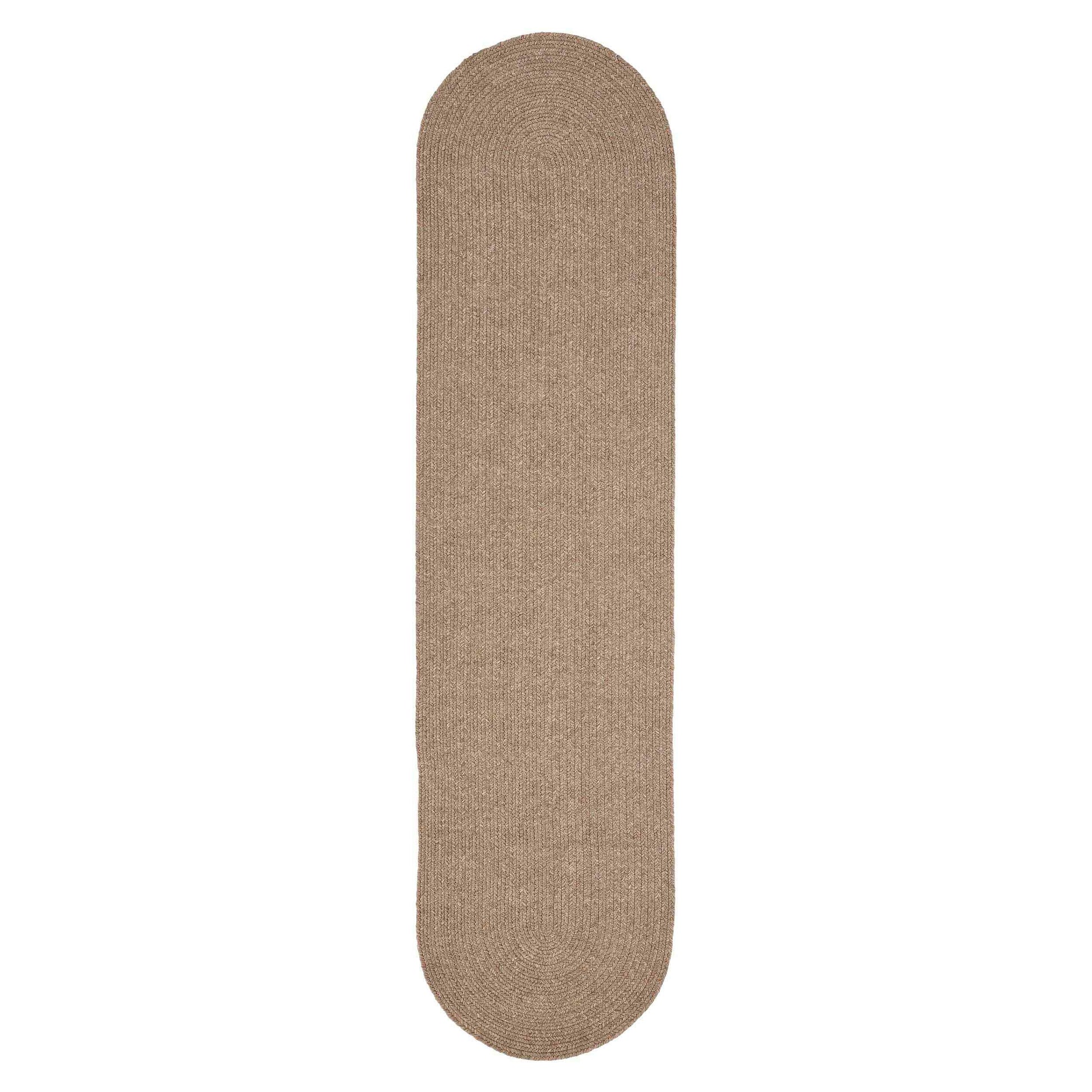 Classic Braided Weave Oval Area Rug Indoor Outdoor Rugs - Latte