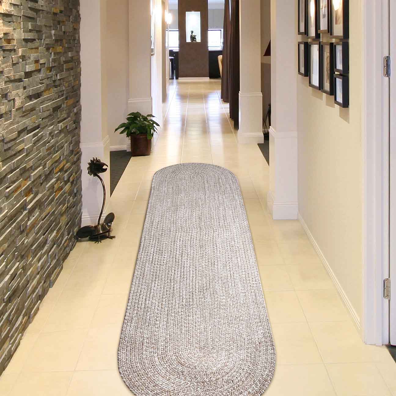 Reversible Braided Eco-Friendly Area Rug Indoor Outdoor Rugs - Latte/White
