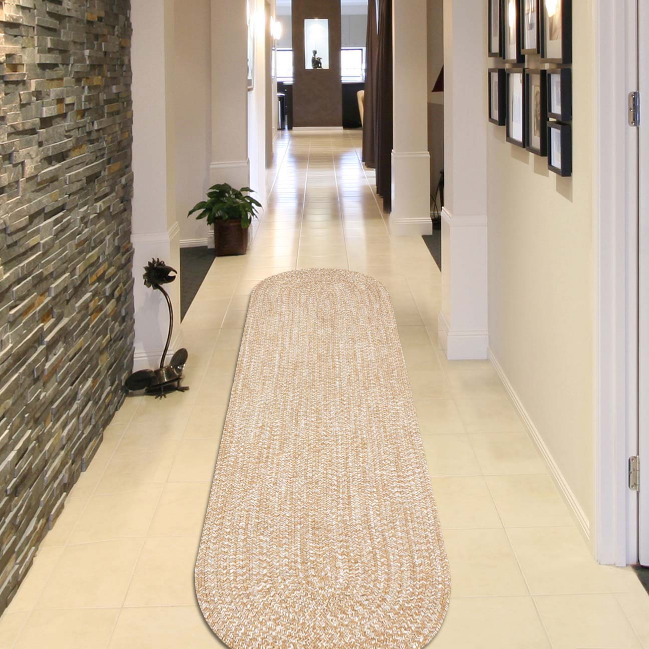 Reversible Braided Eco-Friendly Area Rug Indoor Outdoor Rugs - LatteWhite