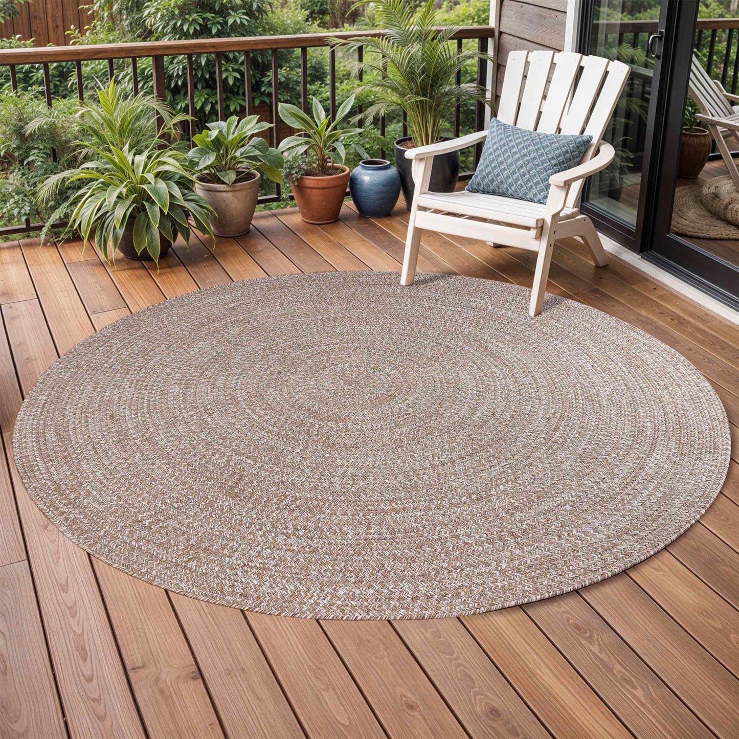 Reversible Braided Eco-Friendly Area Rug Indoor Outdoor Rugs - LatteWhite