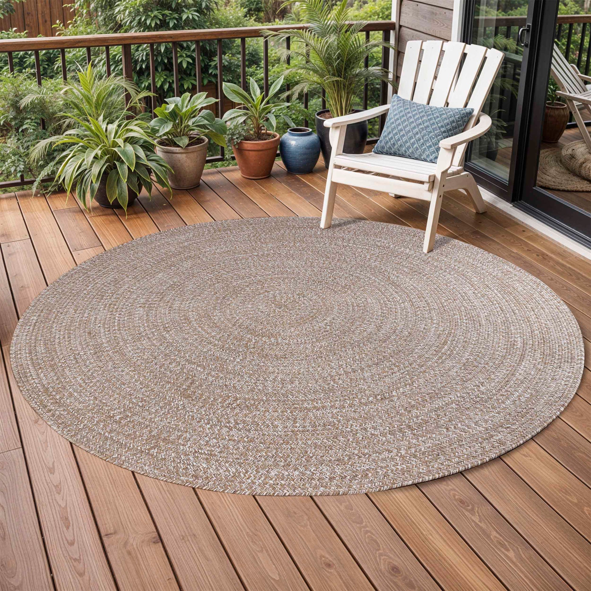 Reversible Braided Eco-Friendly Area Rug Indoor Outdoor Rugs - LatteWhite