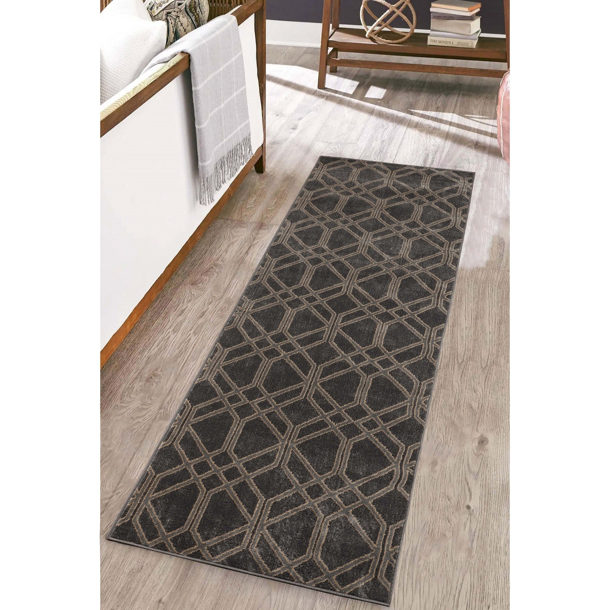 Superior Abner Modern Geometric Diamond Indoor Area Rug or Runner - Black