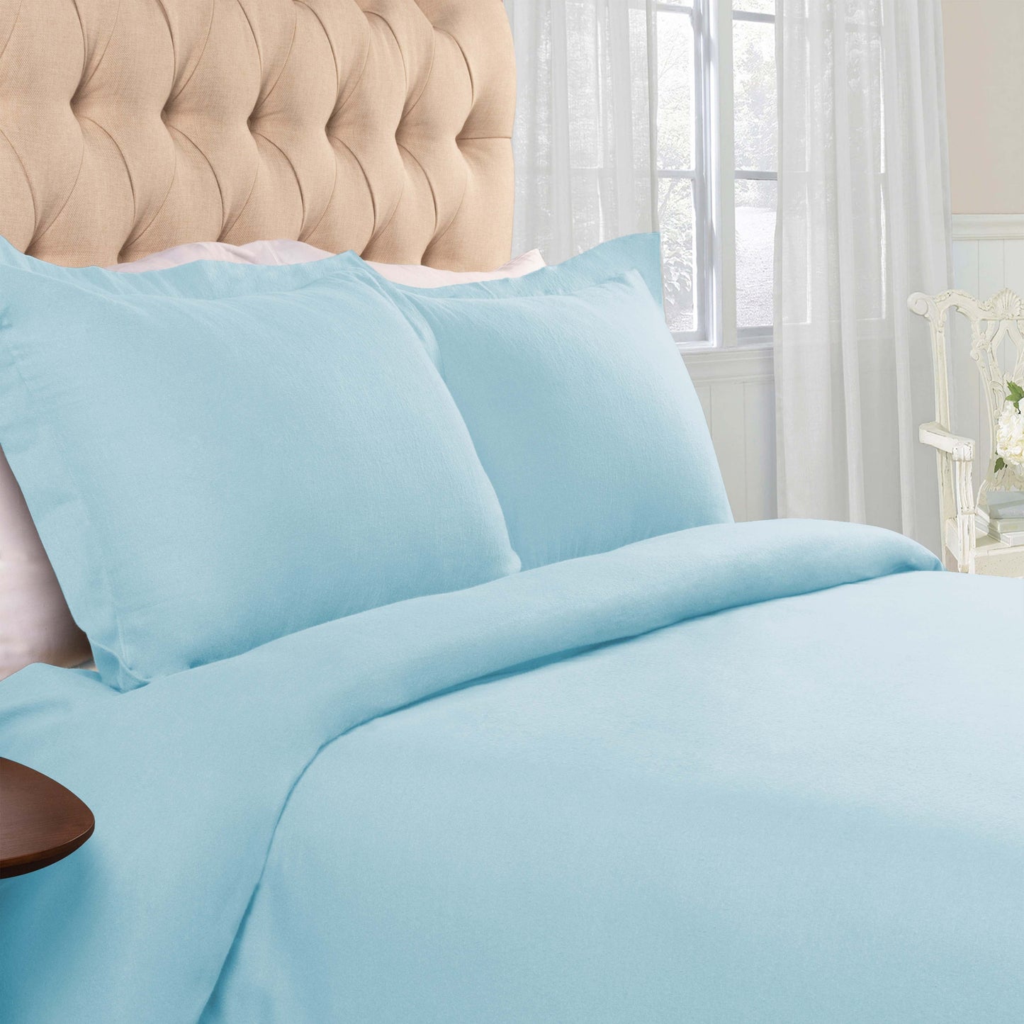 Flannel Cotton Modern Solid Fuzzy Duvet Cover Set With Pillow Shams