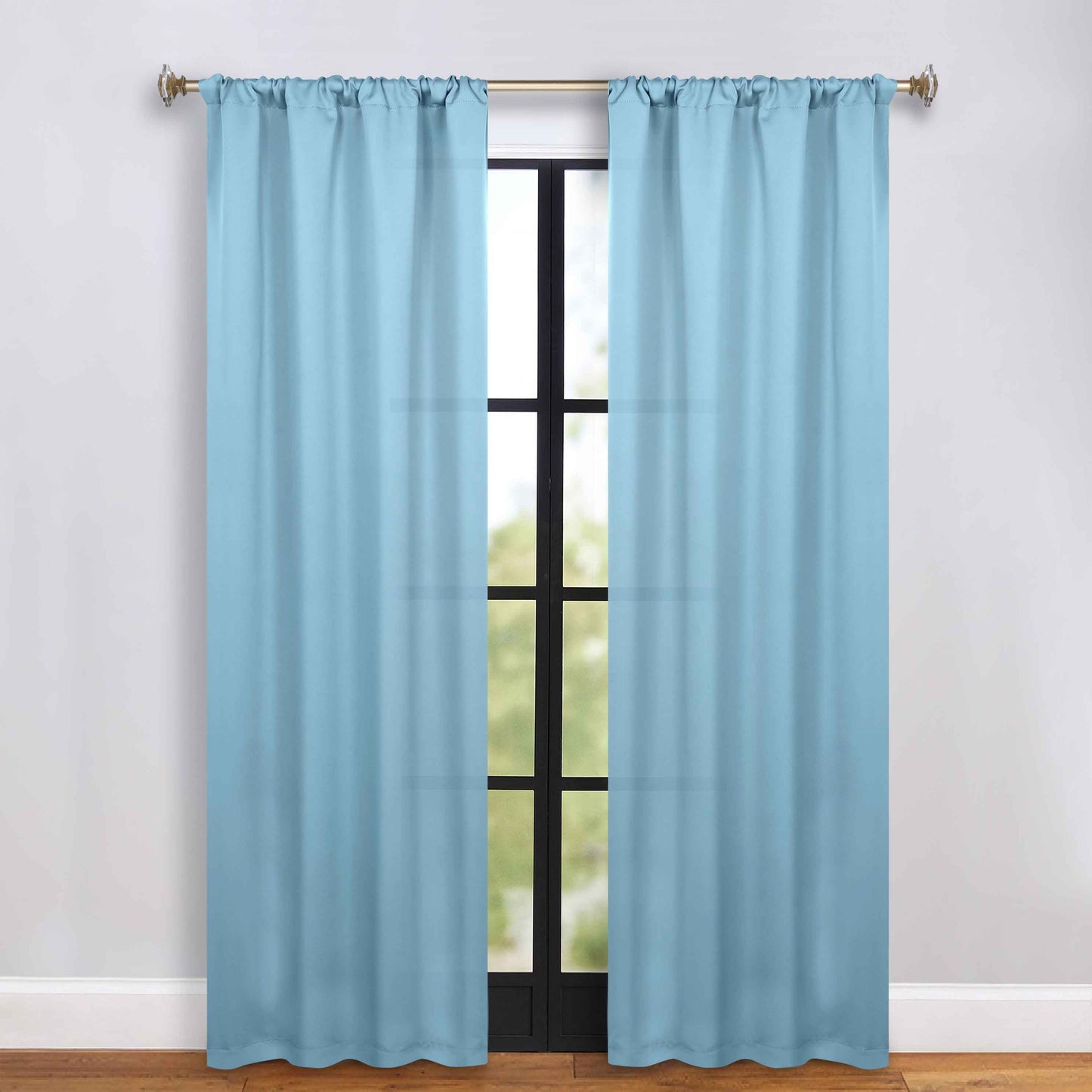 Solid Room Darkening Rod Pocket Blackout Curtain Panels, Set of 2
