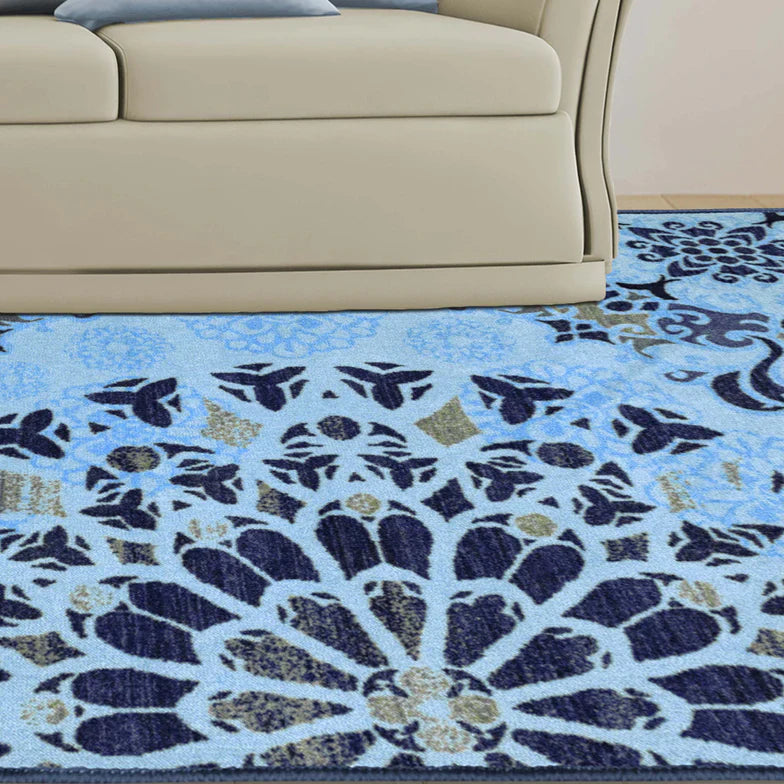 Thalia Modern Medallion Indoor Washable Area Rug - LightBlue