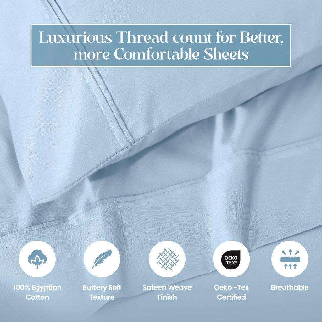 1200 Thread Count Egyptian Cotton 2 Piece Pillowcase Set